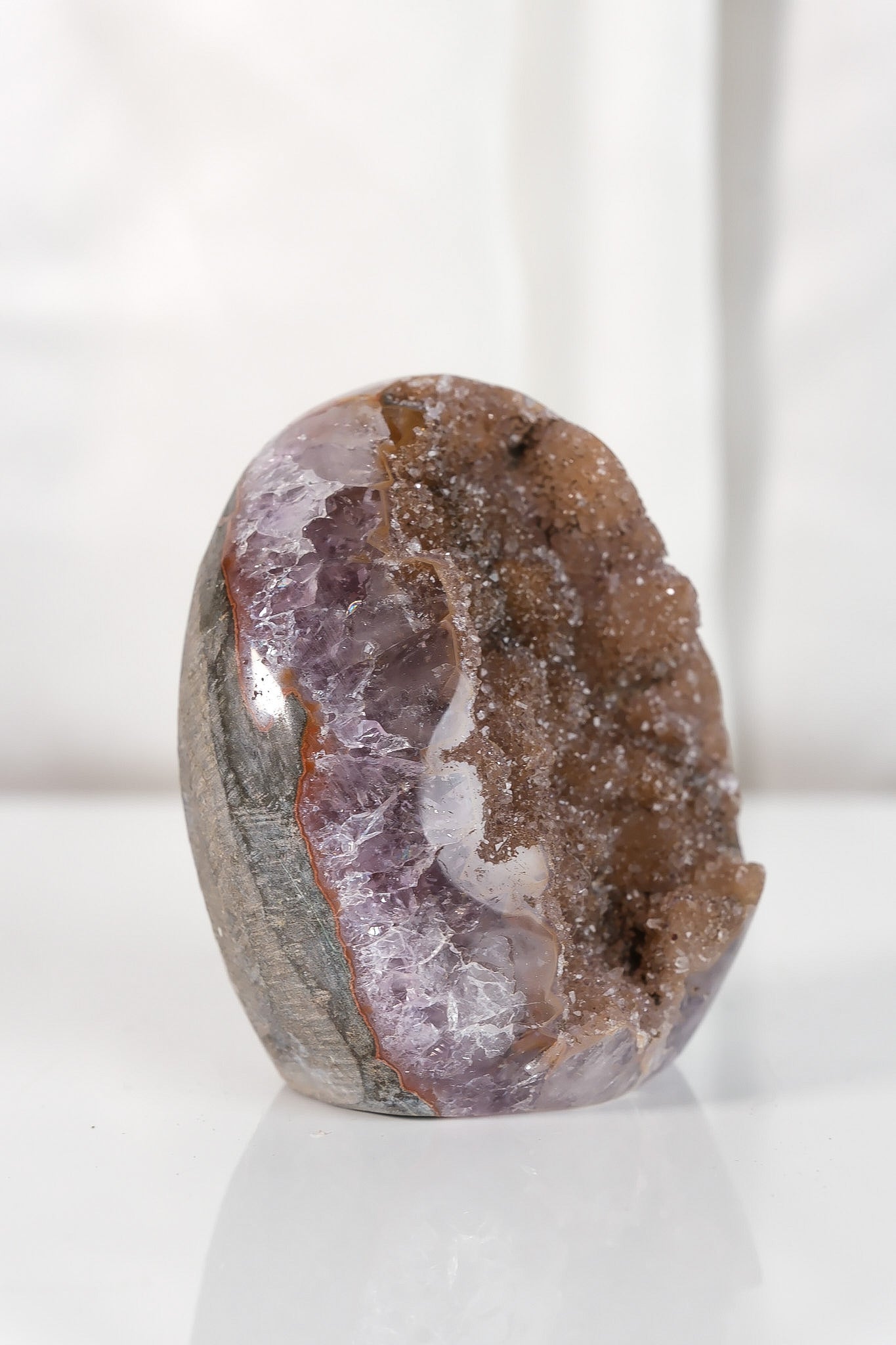 High Quality Orange/Brown Sugar Coated Amethyst Cutbase Cluster