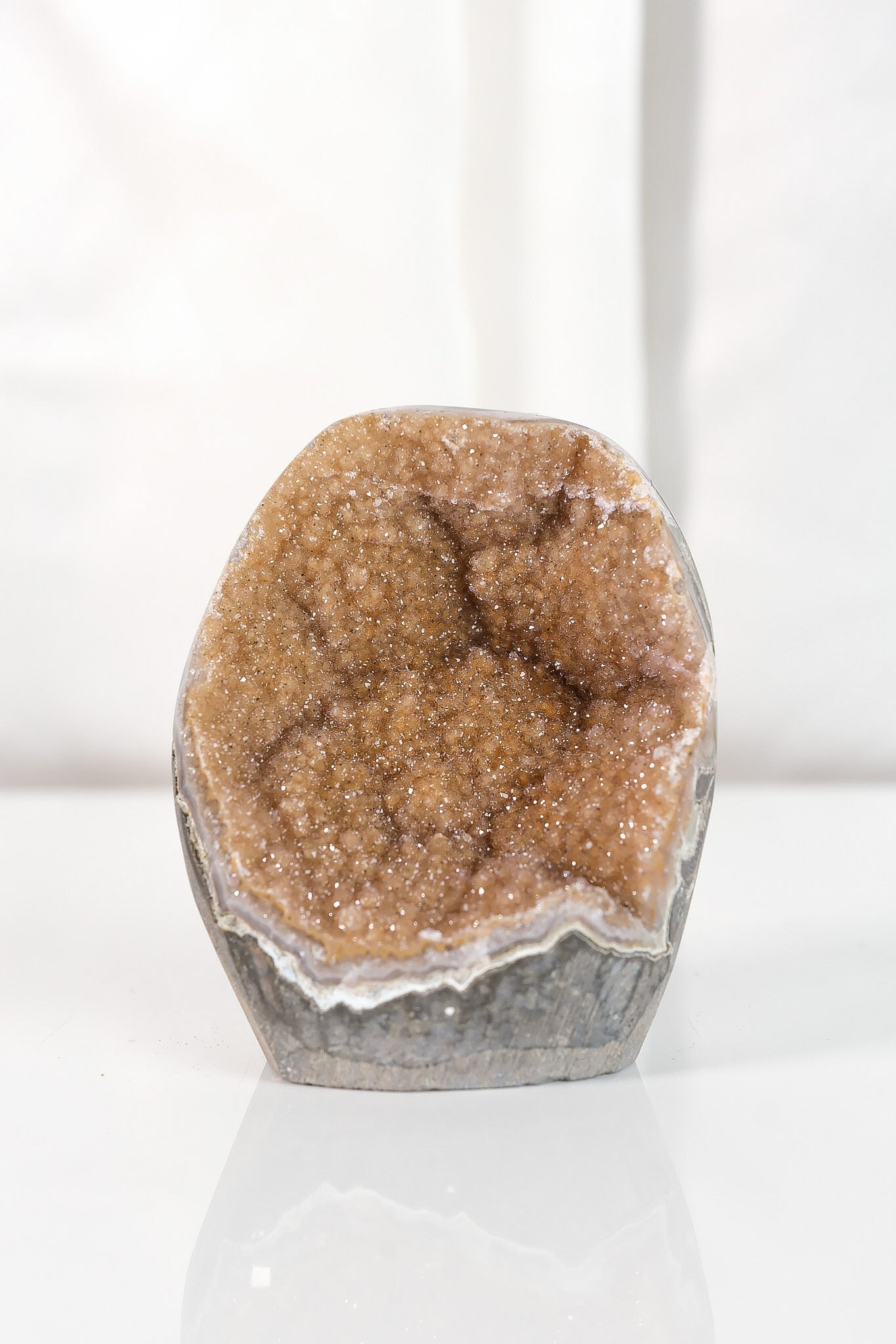 High Quality Orange/Brown Sugar Coated Amethyst Cutbase Cluster