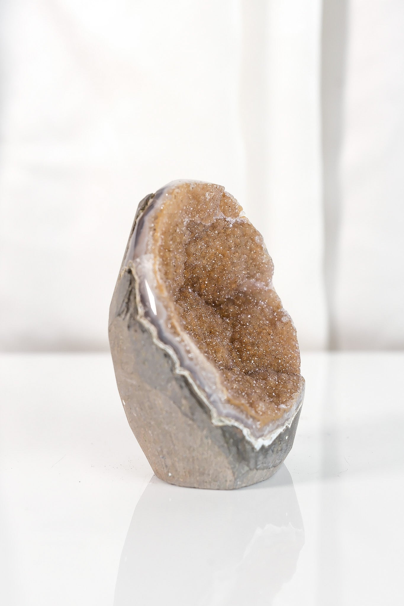 High Quality Orange/Brown Sugar Coated Amethyst Cutbase Cluster