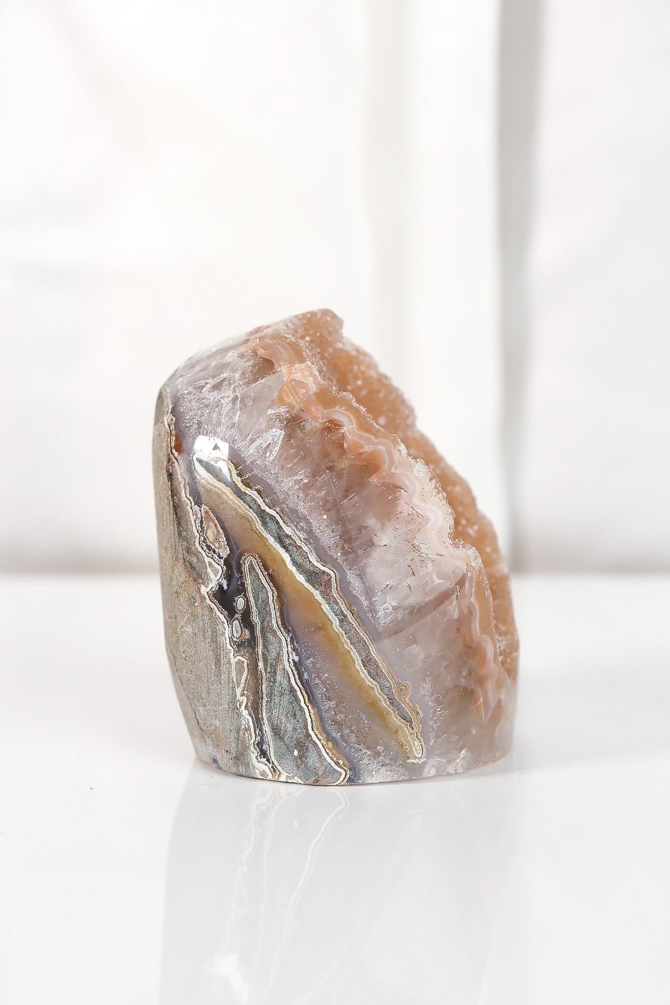 High Quality Orange/Brown Sugar Coated Amethyst Cutbase Cluster