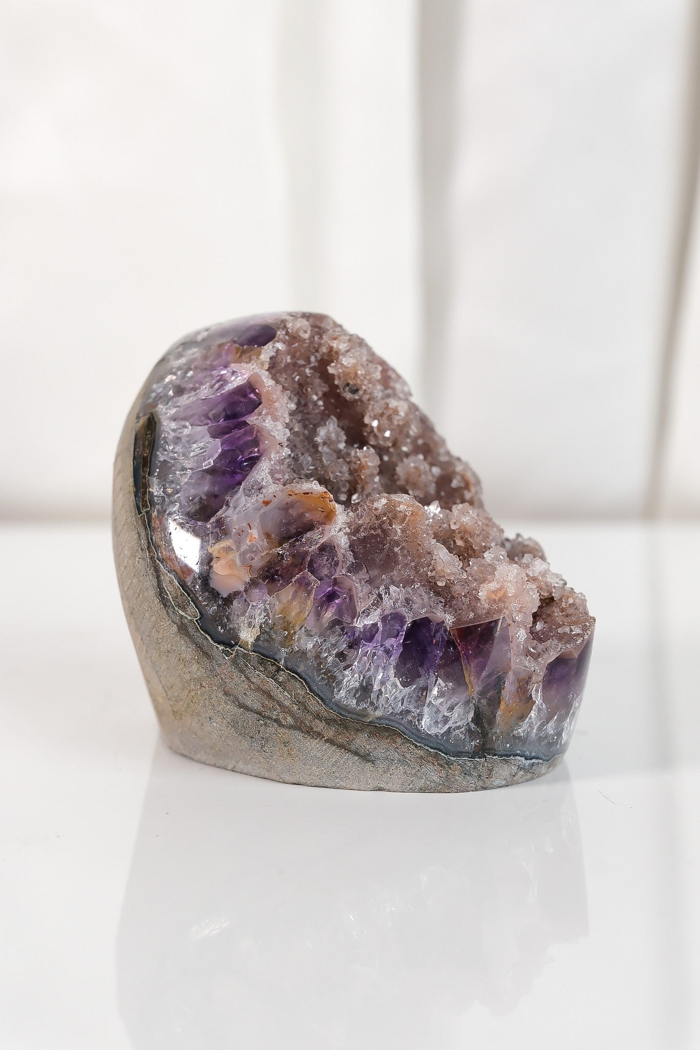High Quality Rainbow Sugar Coated Amethyst Cutbase Cluster