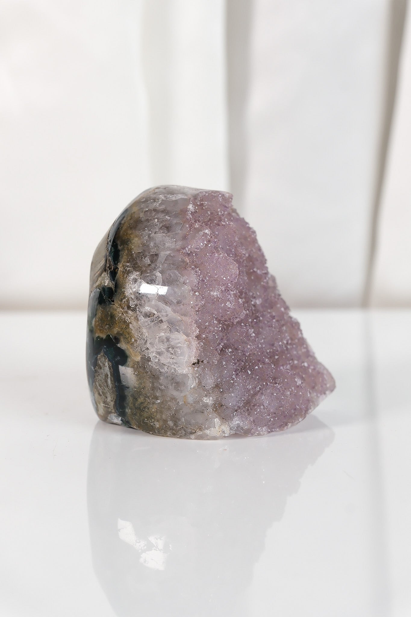 High Quality Rainbow Sugar Coated Amethyst Cutbase Cluster