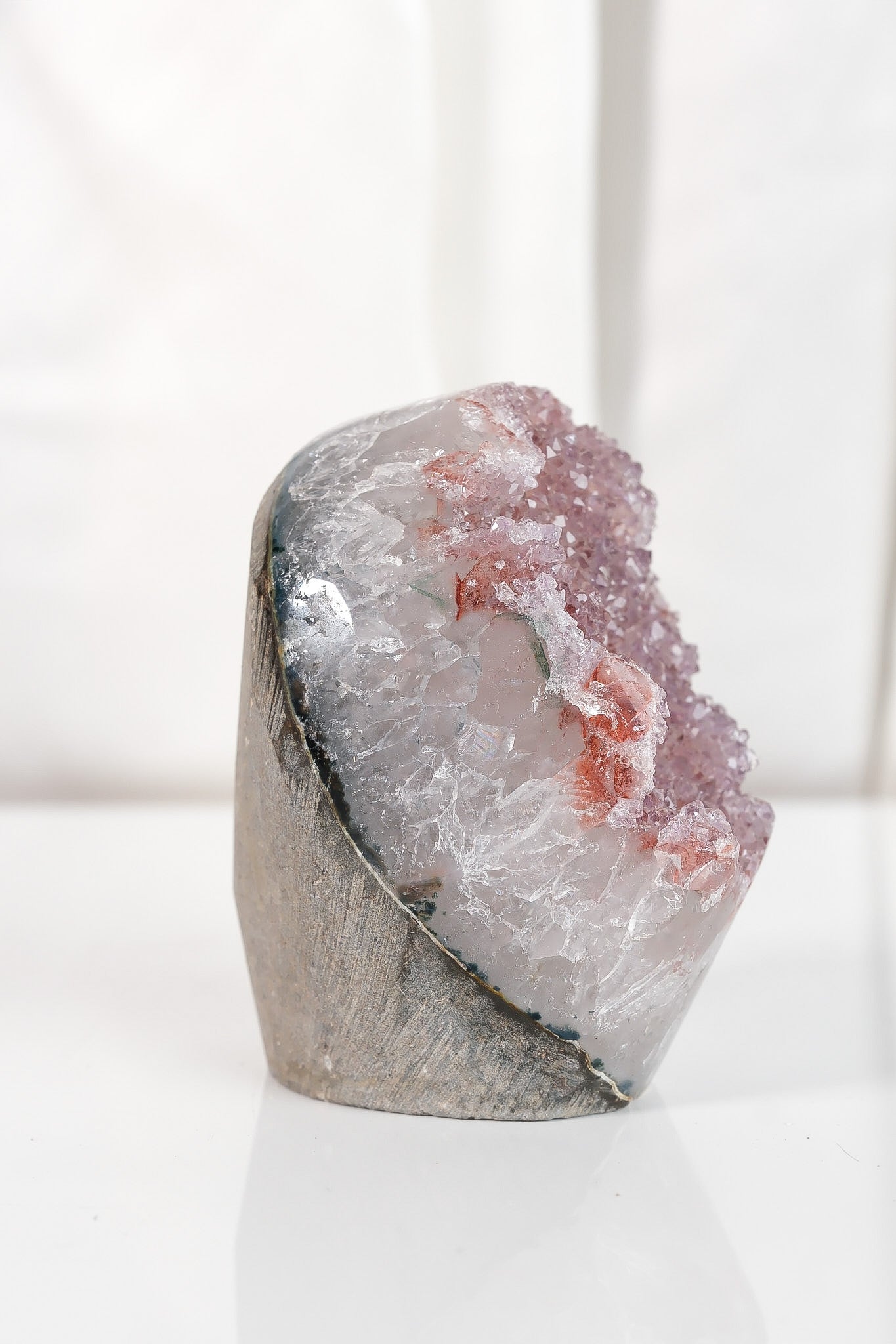 High Quality Rainbow Sugar Coated Amethyst Cutbase Cluster