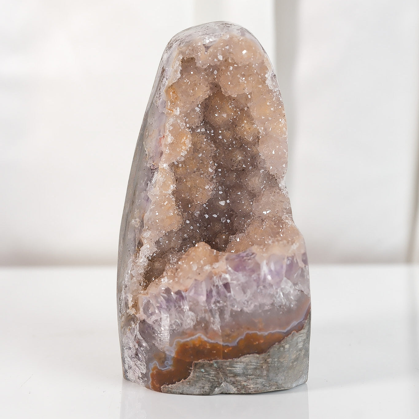 High Quality Rainbow Sugar Coated Amethyst Cutbase Cluster