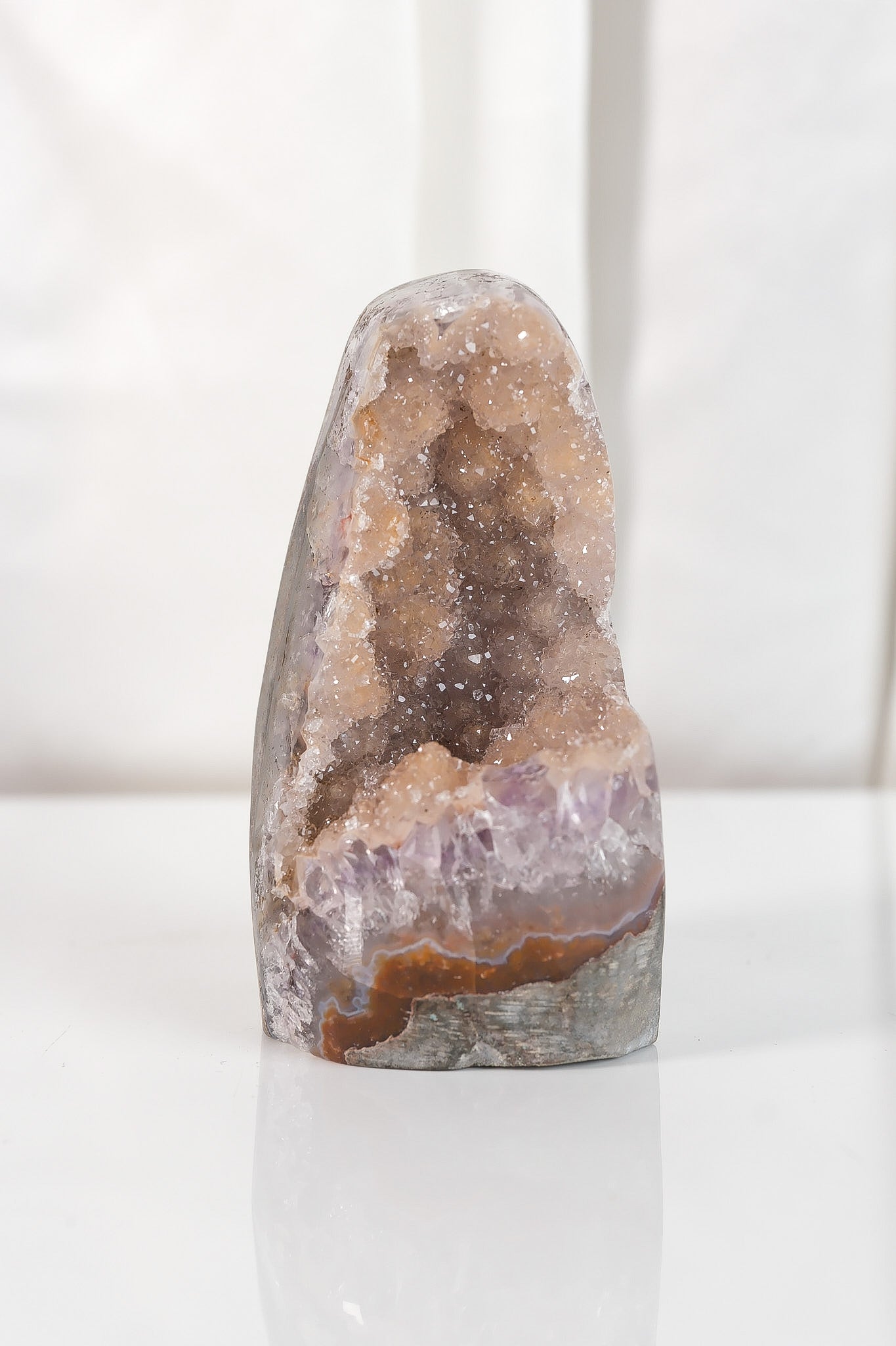 High Quality Rainbow Sugar Coated Amethyst Cutbase Cluster