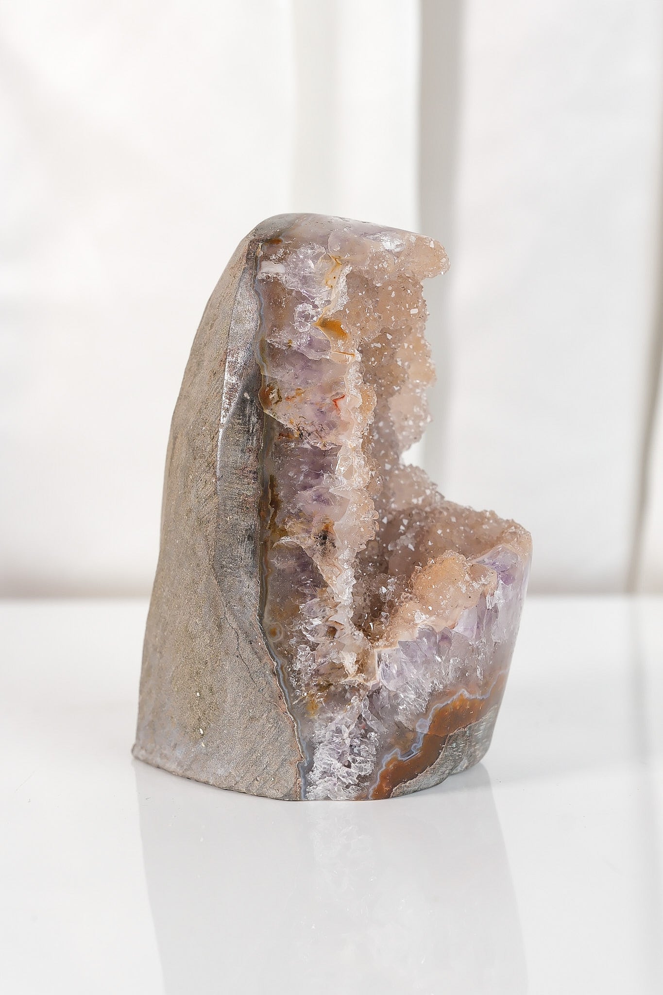 High Quality Rainbow Sugar Coated Amethyst Cutbase Cluster
