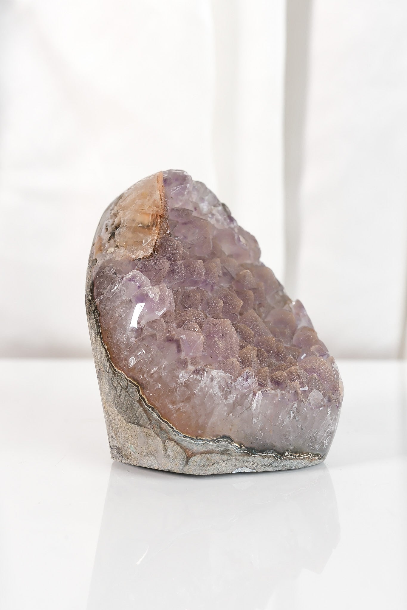 High Quality Rainbow Sugar Coated Amethyst Cutbase Cluster