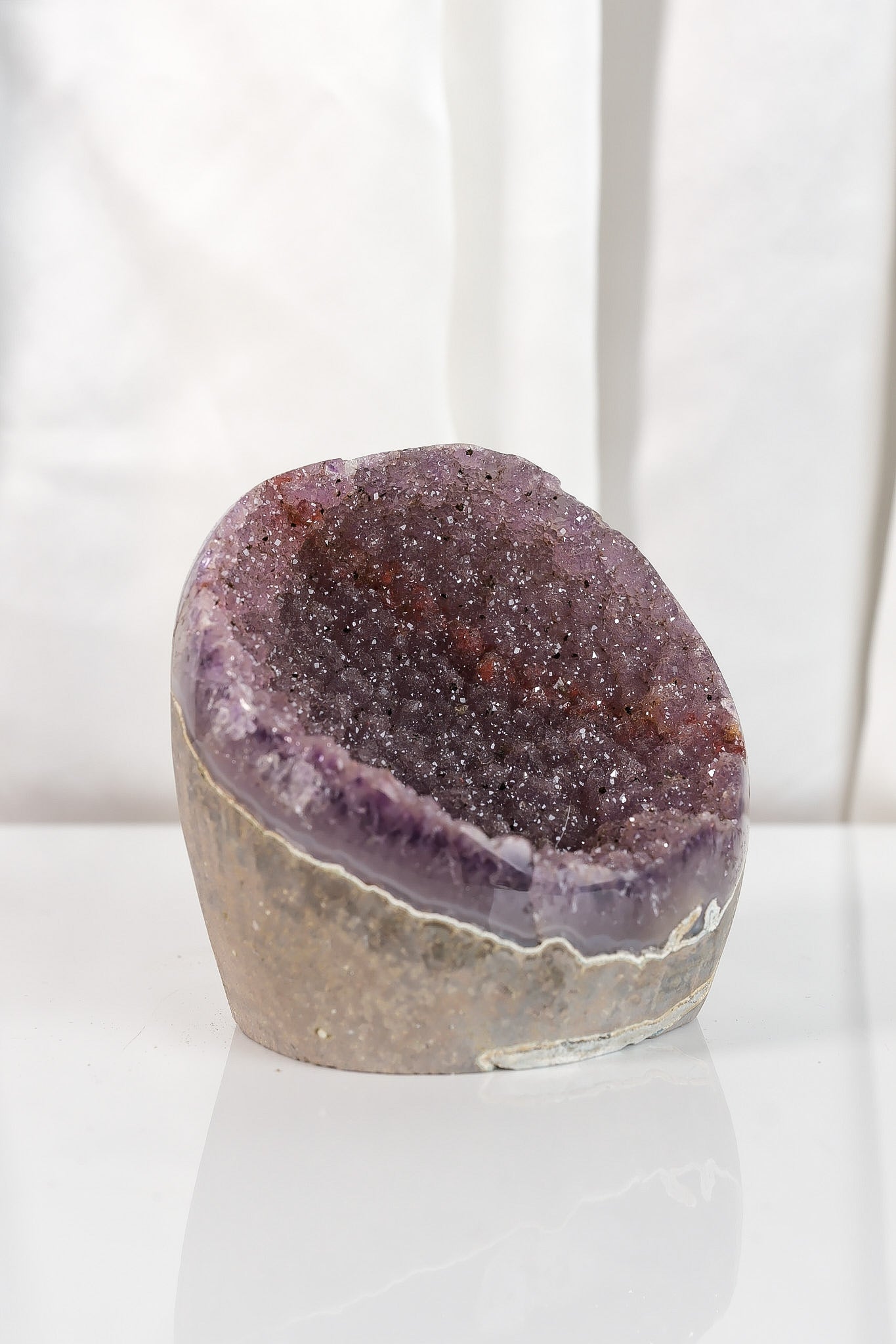 High Quality Purple Sugar Coated Amethyst Cutbase Cluster