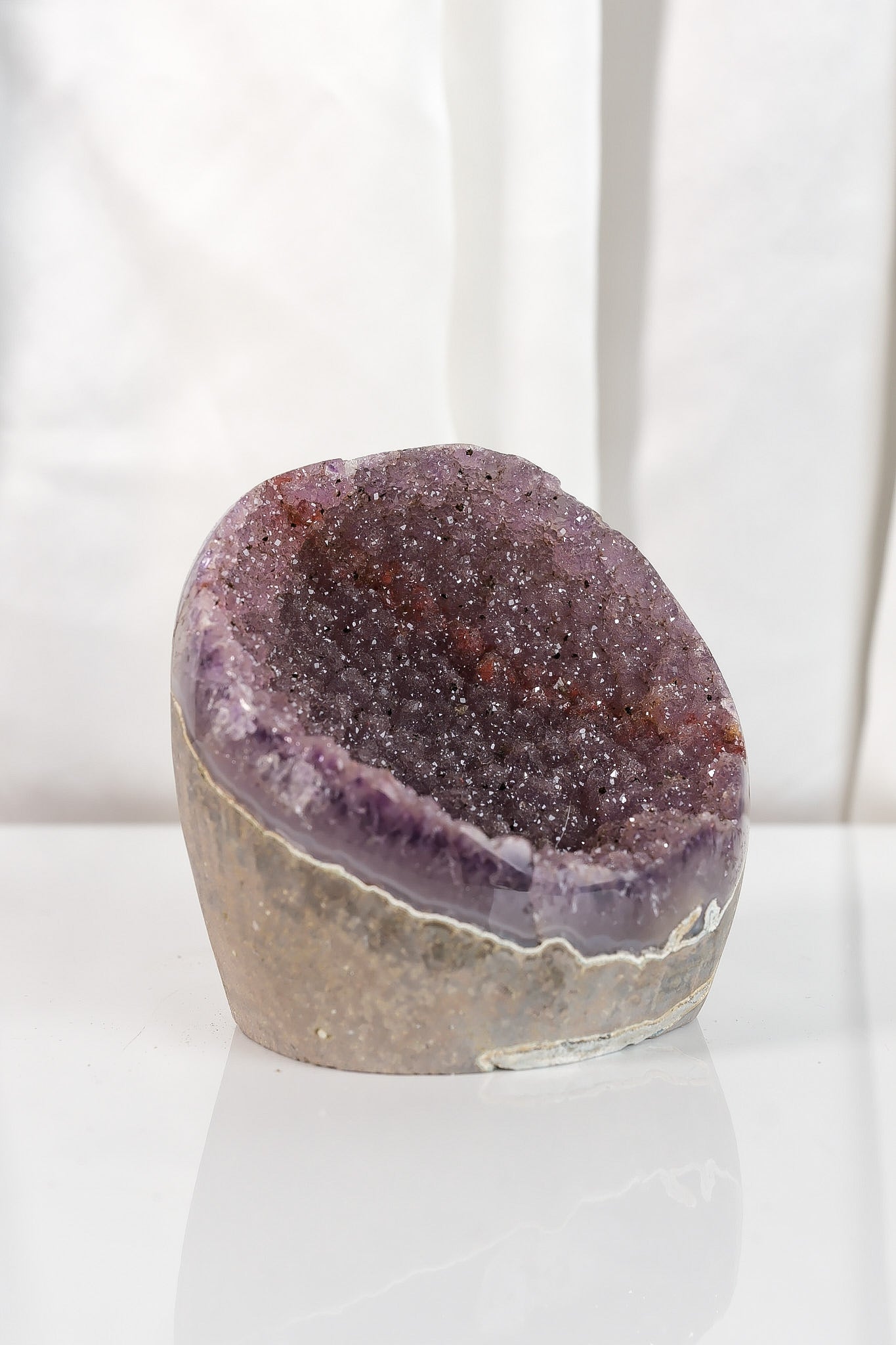 High Quality Purple Sugar Coated Amethyst Cutbase Cluster