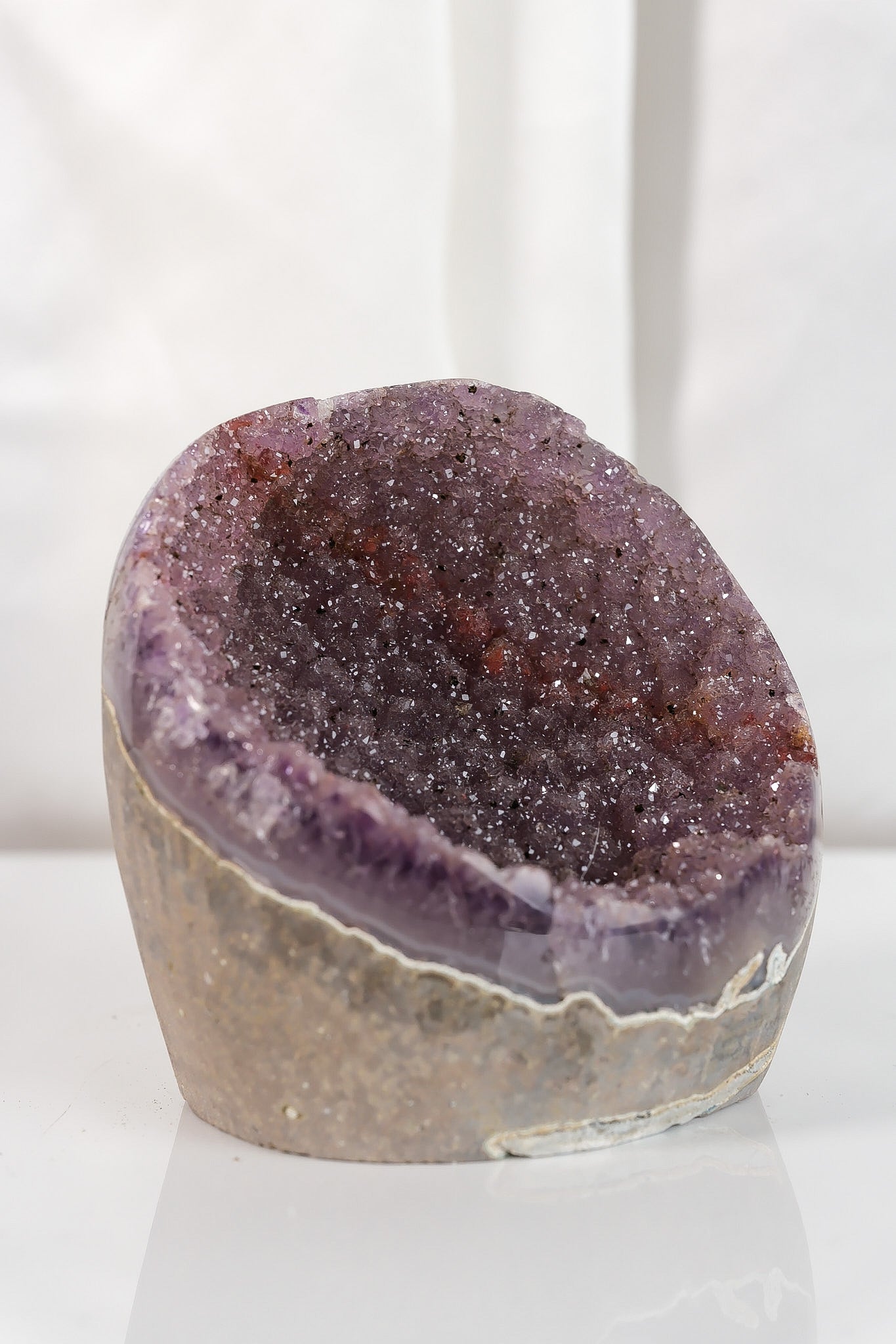 High Quality Purple Sugar Coated Amethyst Cutbase Cluster