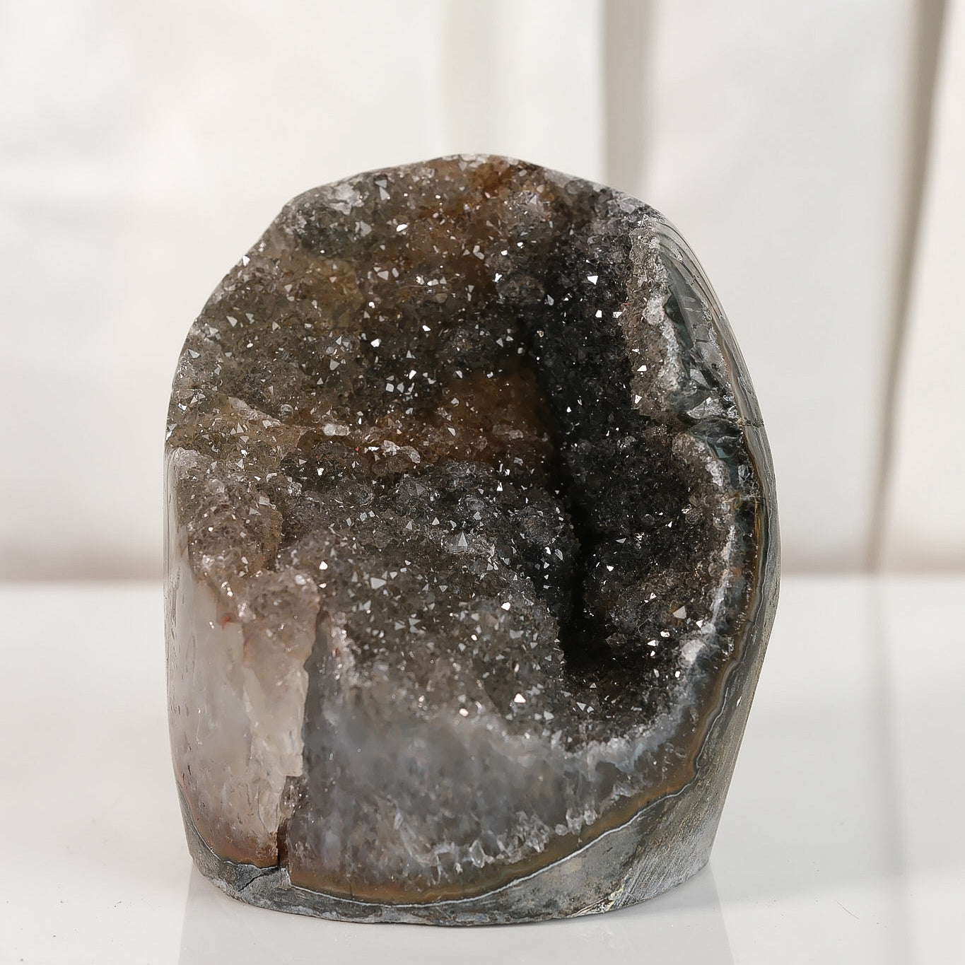 High Quality Black/Orange Sugar Coated Amethyst Cutbase Cluster