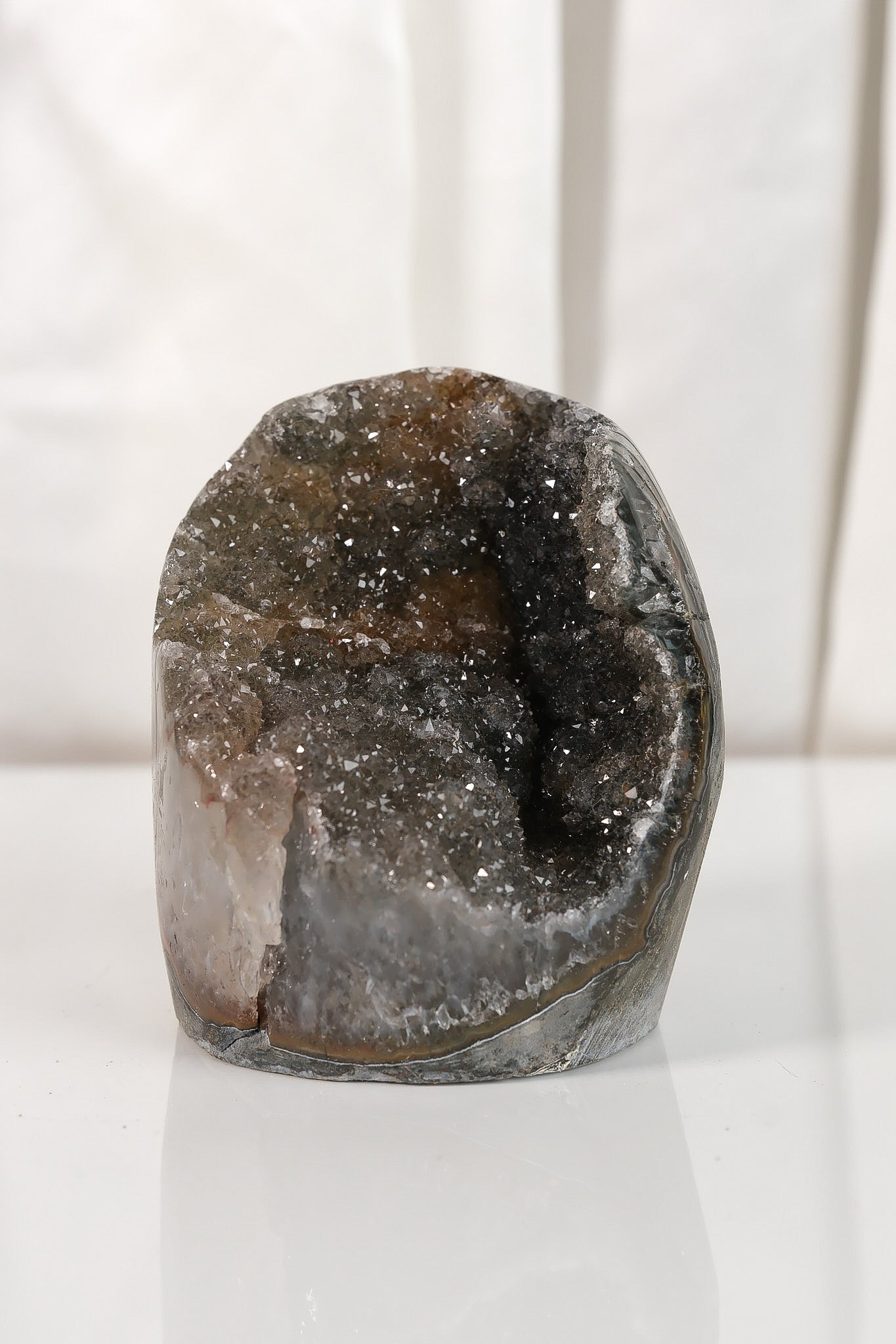 High Quality Black/Orange Sugar Coated Amethyst Cutbase Cluster
