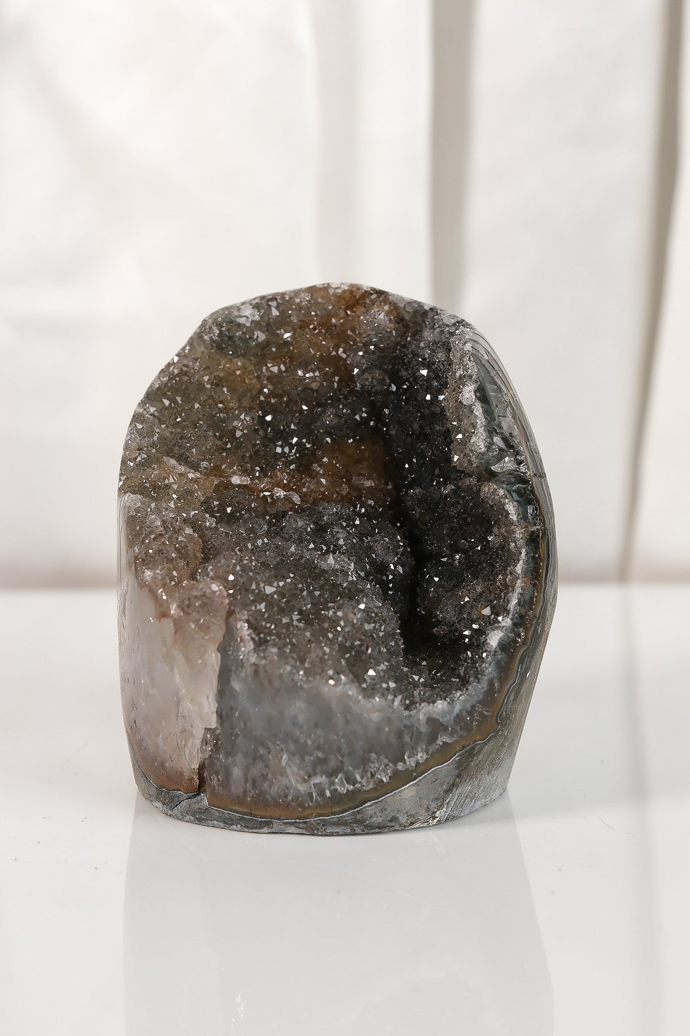 High Quality Black/Orange Sugar Coated Amethyst Cutbase Cluster