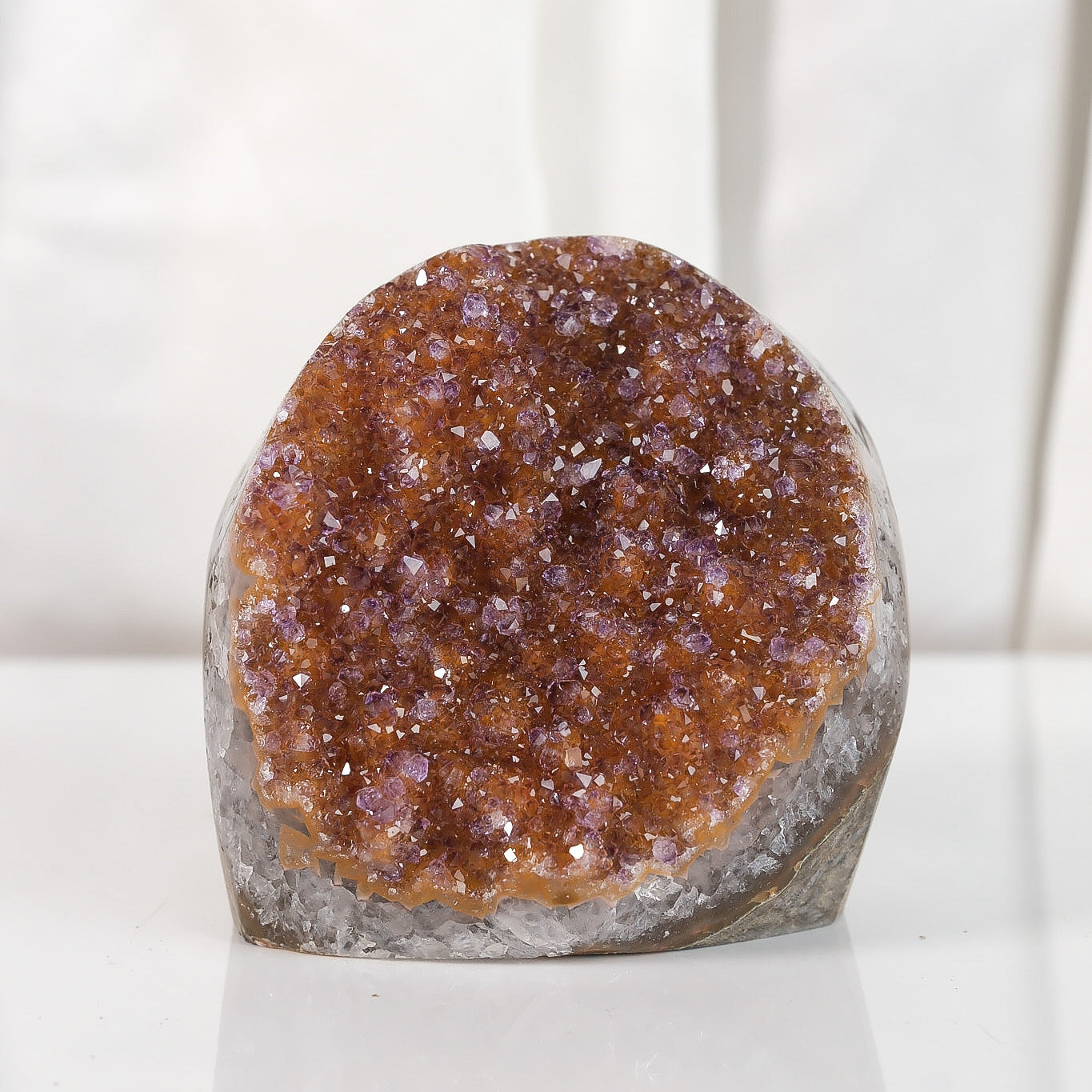 High Quality Orange/Purple Sugar Coated Amethyst Cutbase Cluster