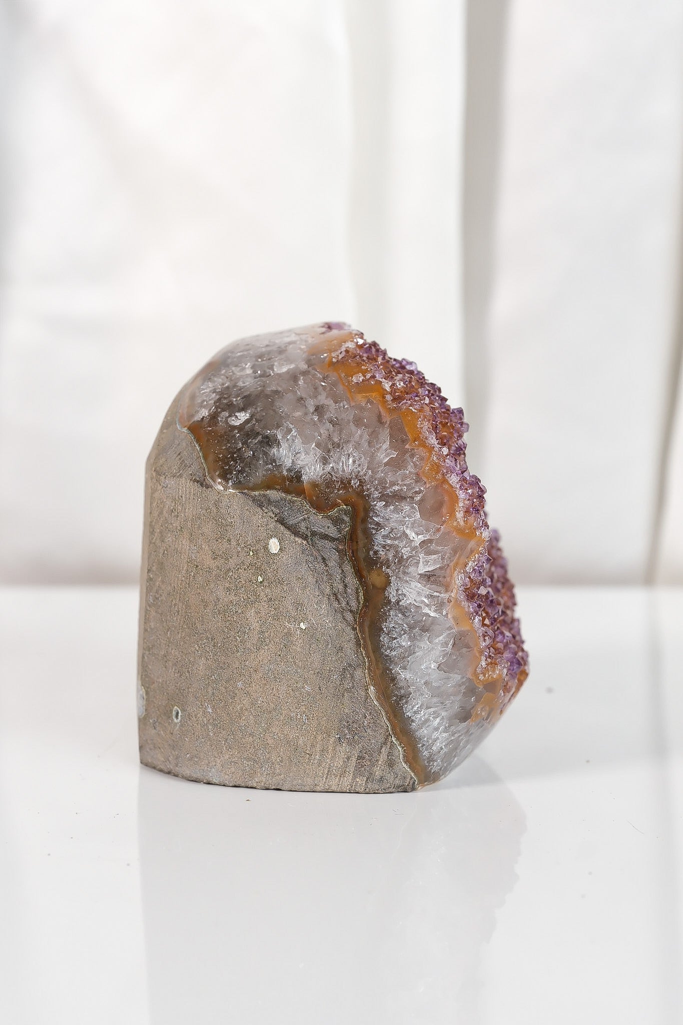 High Quality Orange/Purple Sugar Coated Amethyst Cutbase Cluster