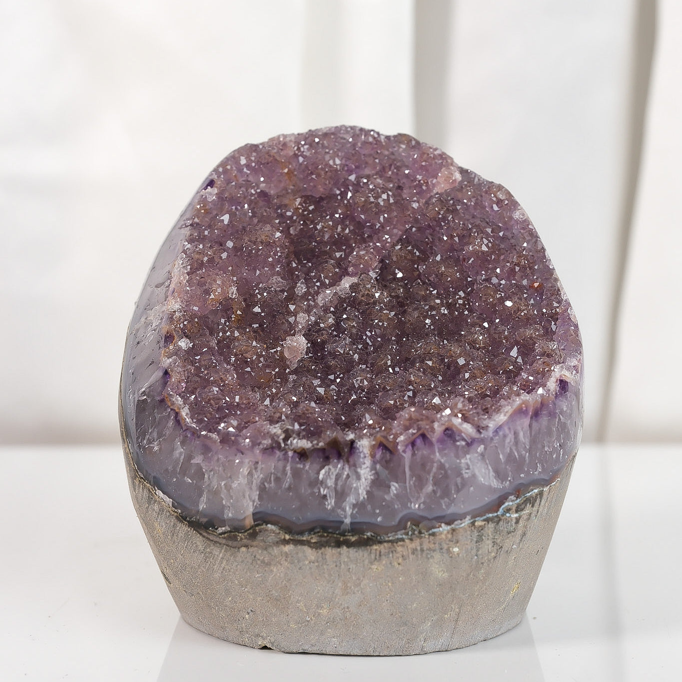 High Quality Purple Sugar Coated Amethyst Cutbase Cluster