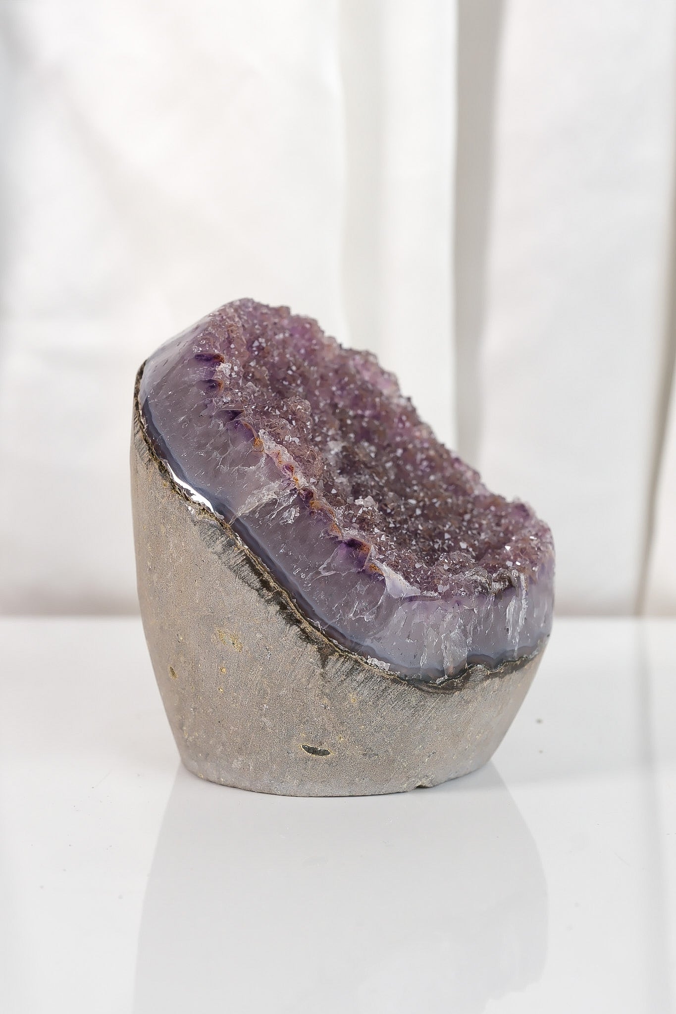 High Quality Purple Sugar Coated Amethyst Cutbase Cluster