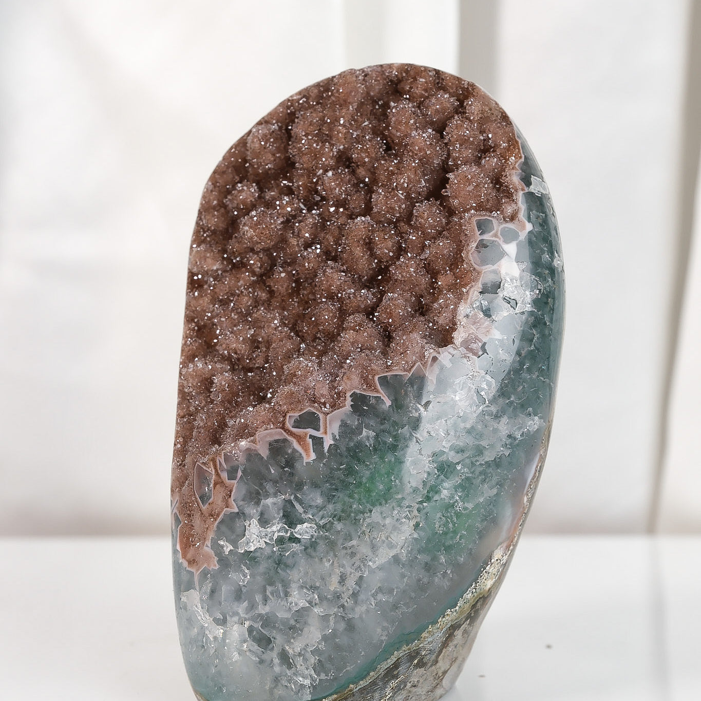 High Quality Orange/Brown Sugar Coated Amethyst Cutbase Cluster