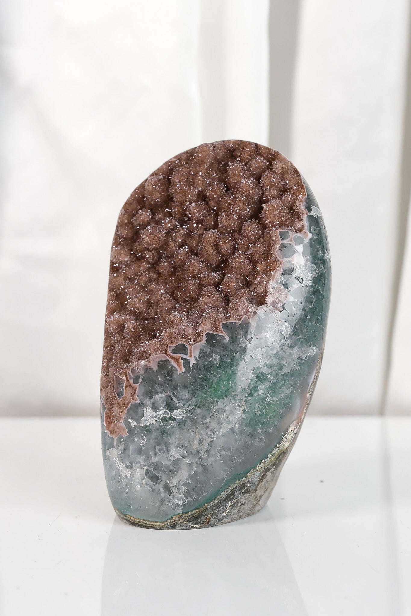 High Quality Orange/Brown Sugar Coated Amethyst Cutbase Cluster