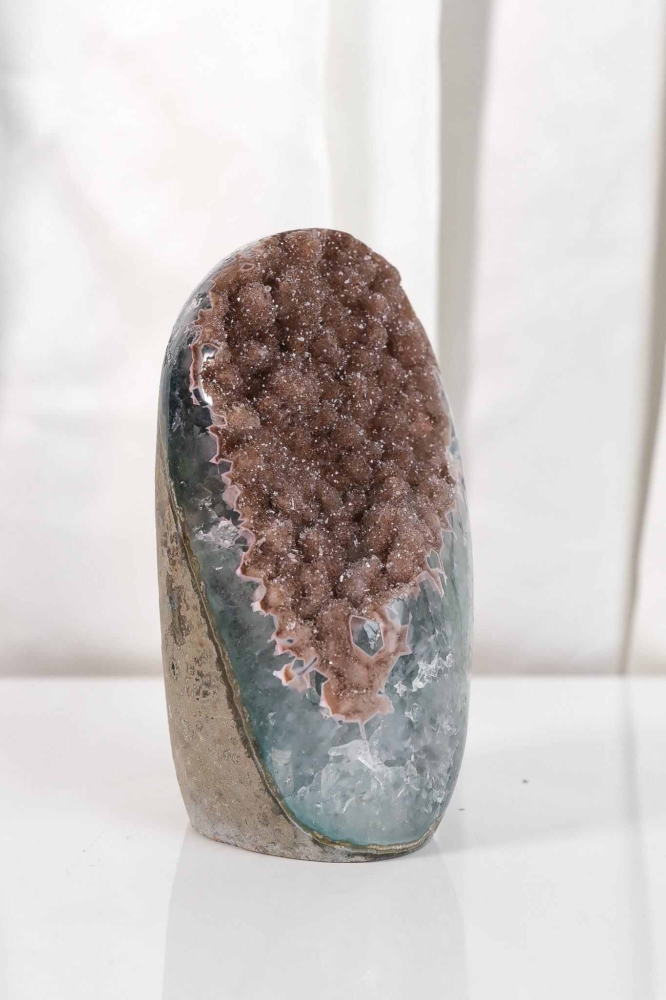 High Quality Orange/Brown Sugar Coated Amethyst Cutbase Cluster