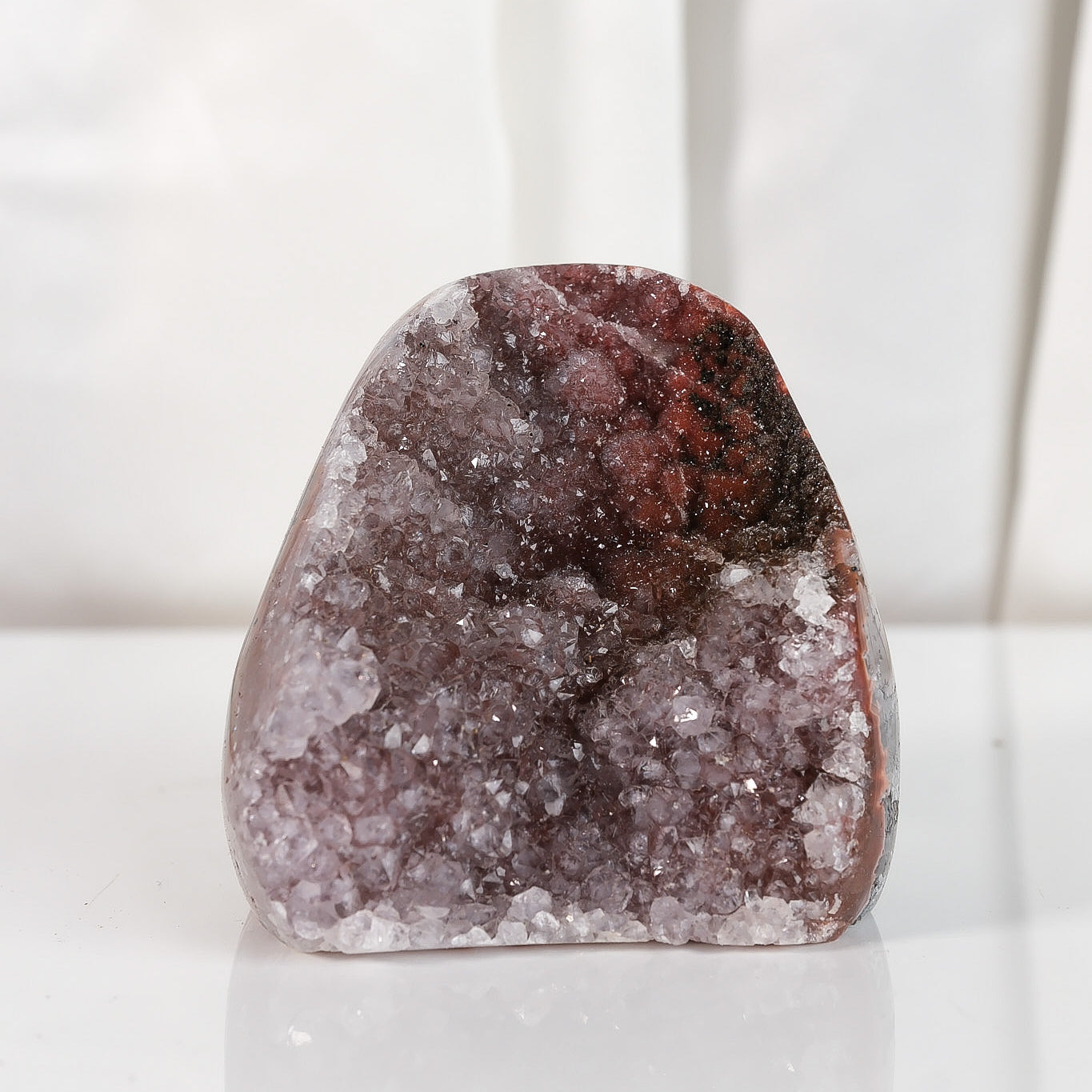 High Quality Burgundy/Pink Sugar Coated Amethyst Cutbase Cluster