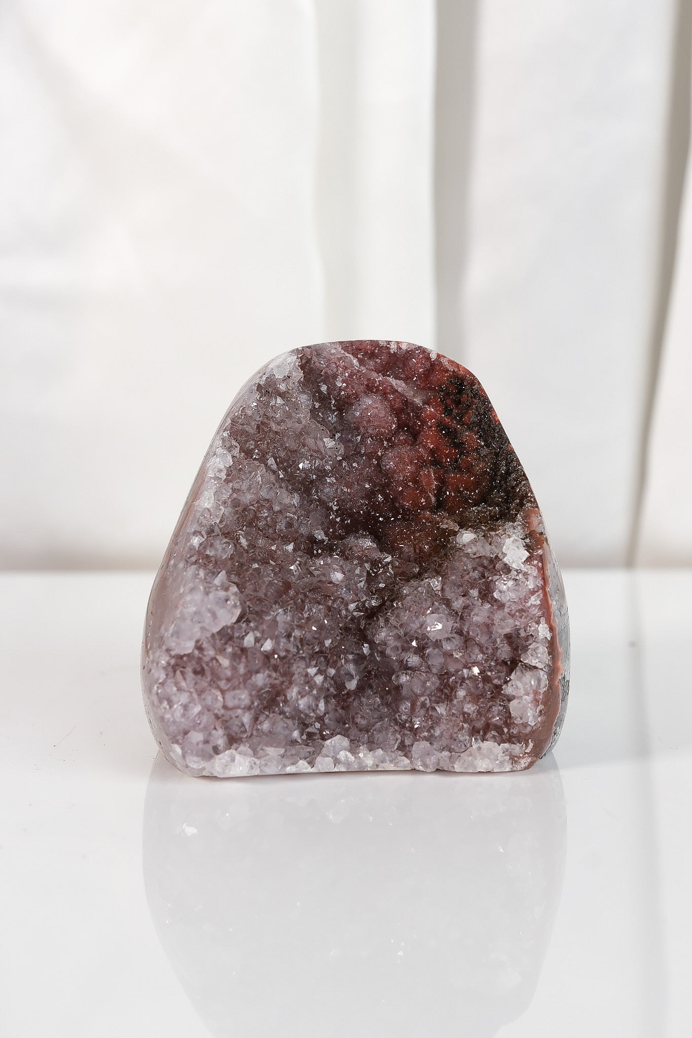 High Quality Burgundy/Pink Sugar Coated Amethyst Cutbase Cluster