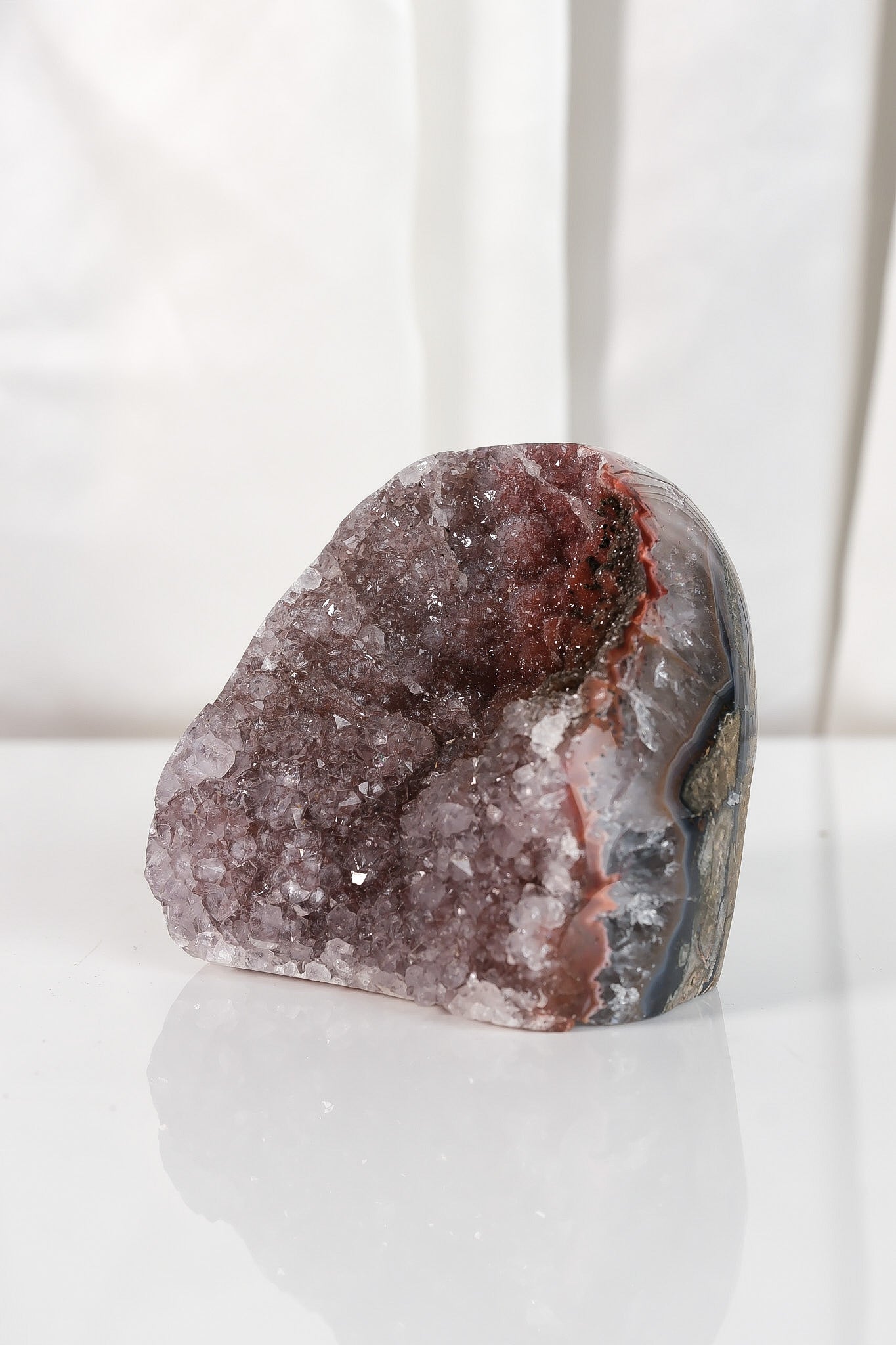 High Quality Burgundy/Pink Sugar Coated Amethyst Cutbase Cluster