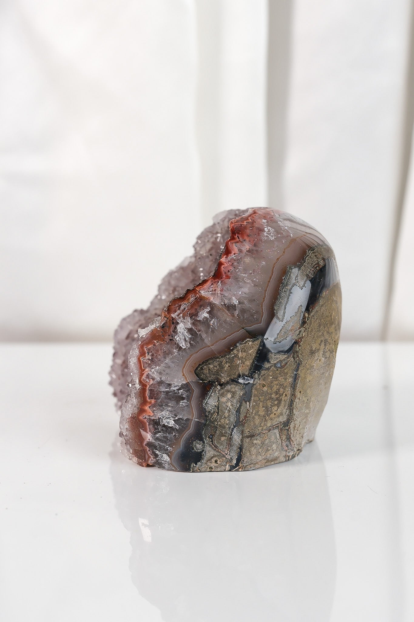 High Quality Burgundy/Pink Sugar Coated Amethyst Cutbase Cluster