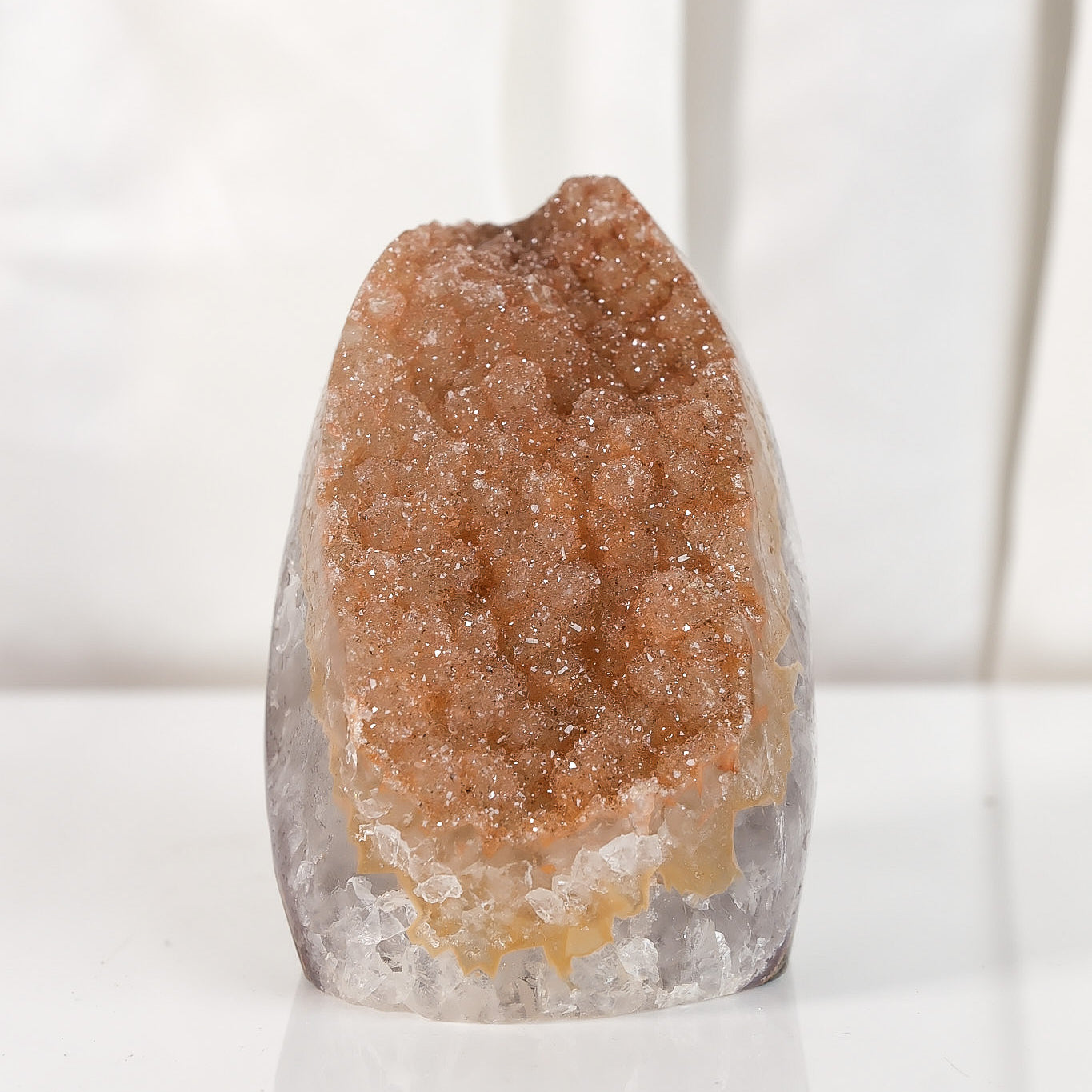 High Quality Orange/Brown Sugar Coated Amethyst Cutbase Cluster