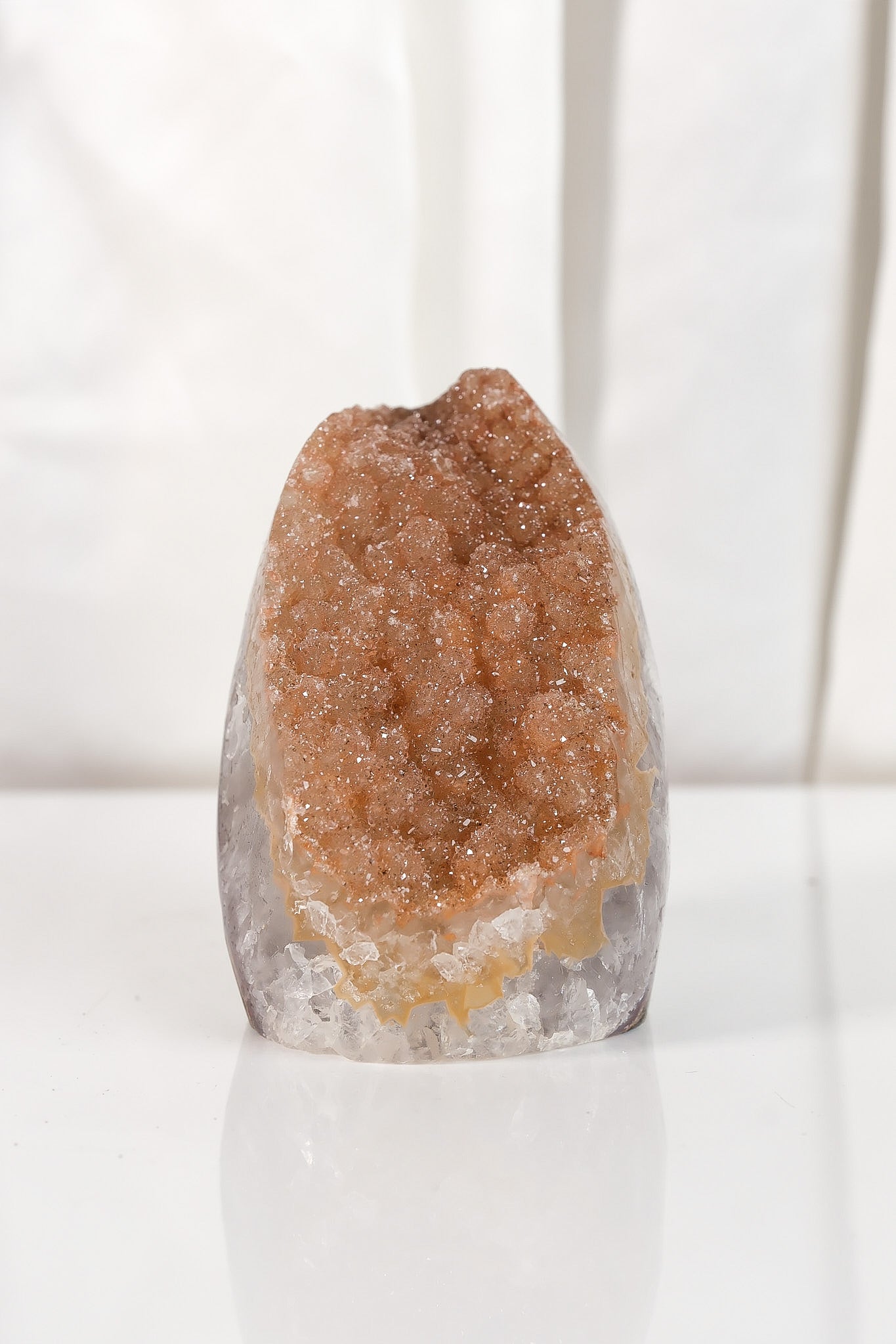 High Quality Orange/Brown Sugar Coated Amethyst Cutbase Cluster