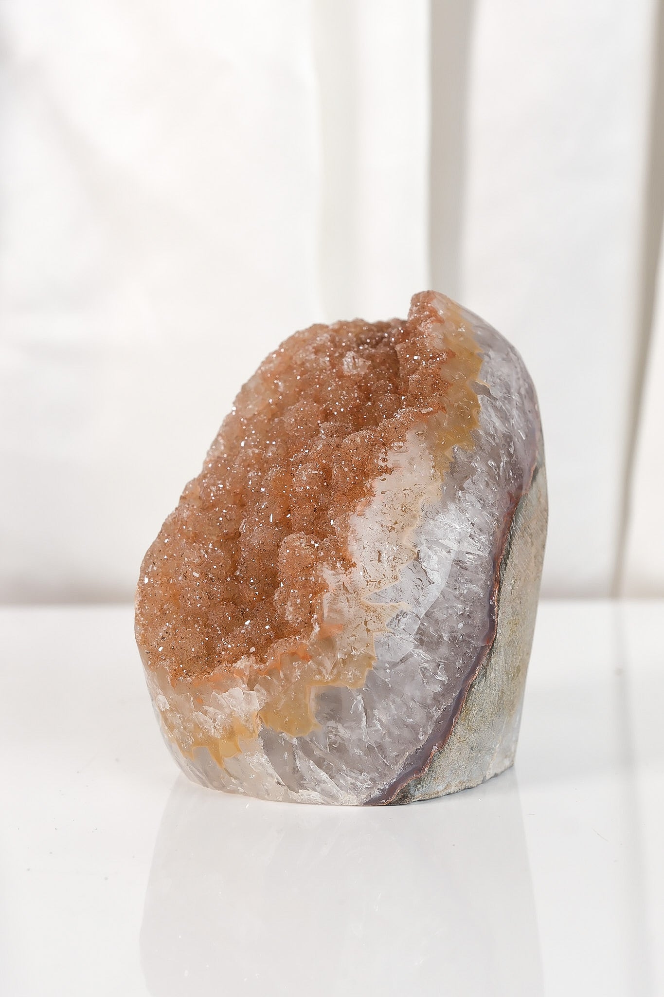 High Quality Orange/Brown Sugar Coated Amethyst Cutbase Cluster