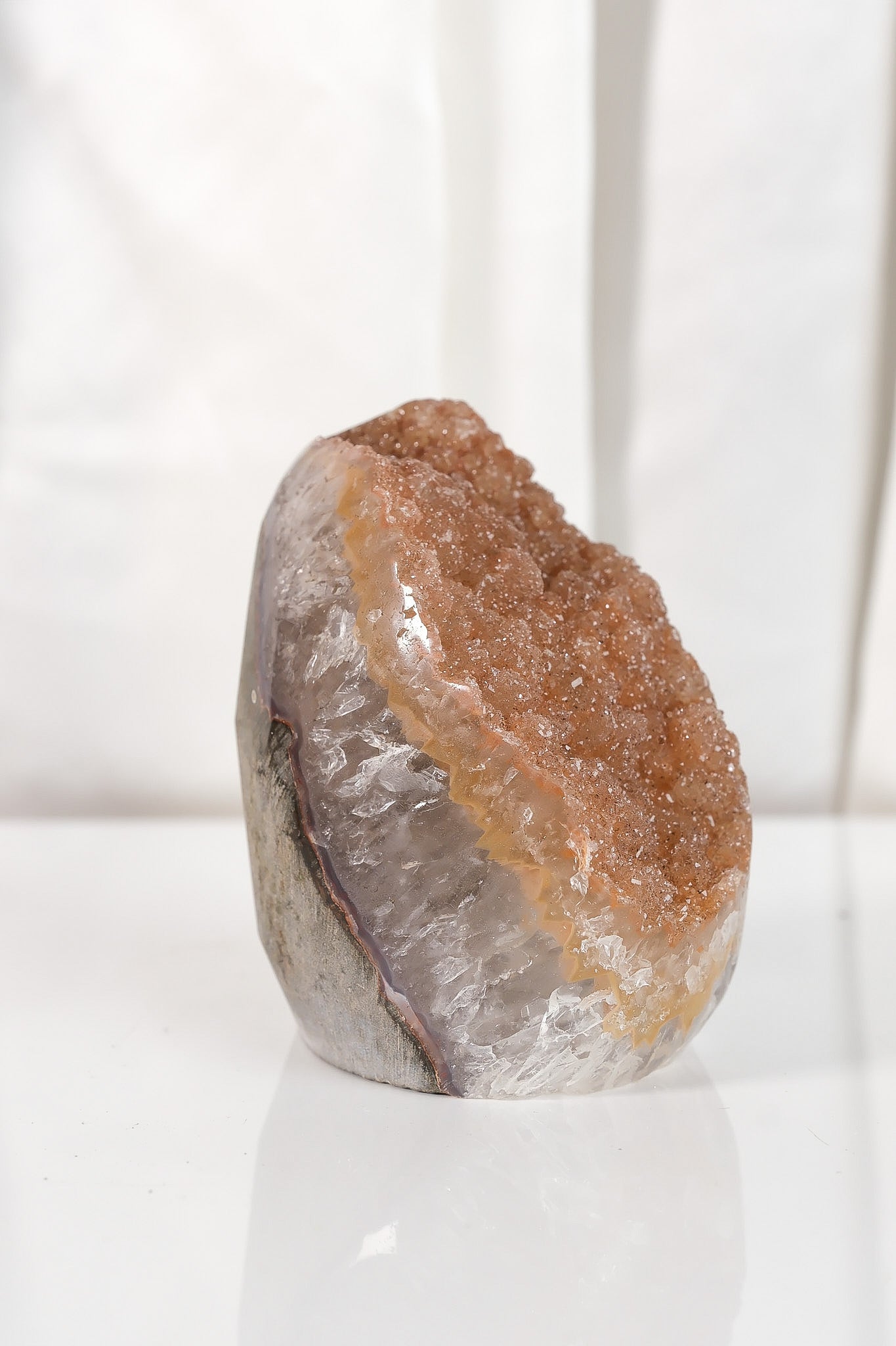High Quality Orange/Brown Sugar Coated Amethyst Cutbase Cluster