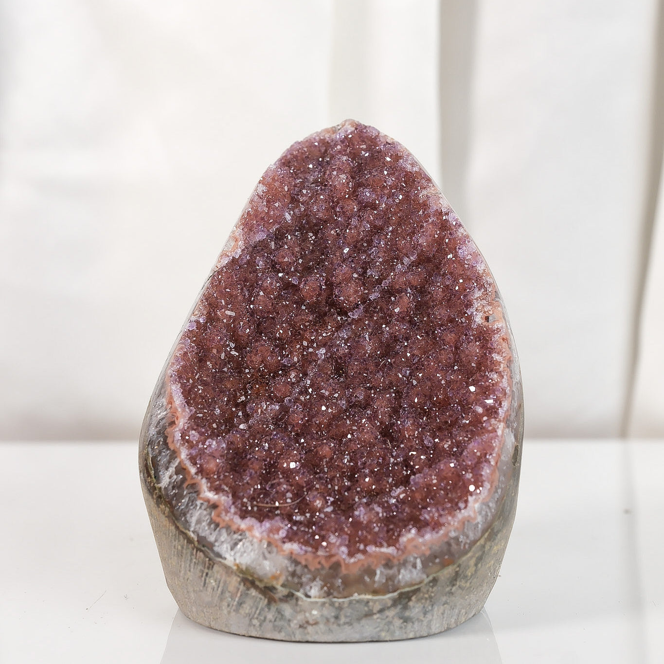 High Quality Burgundy/Pink Sugar Coated Amethyst Cutbase Cluster
