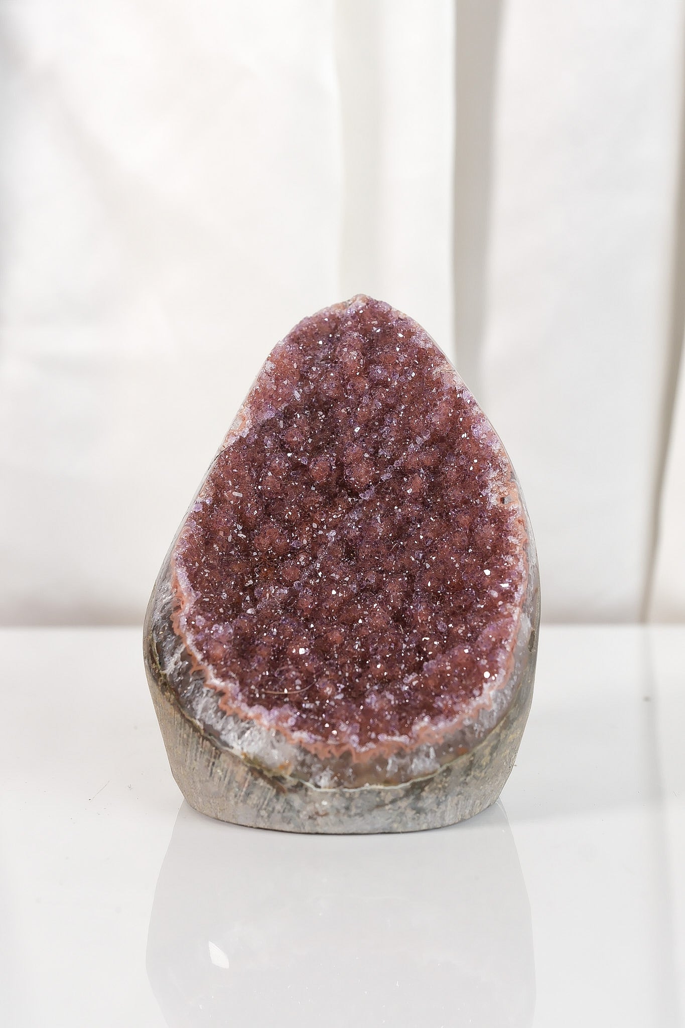 High Quality Burgundy/Pink Sugar Coated Amethyst Cutbase Cluster