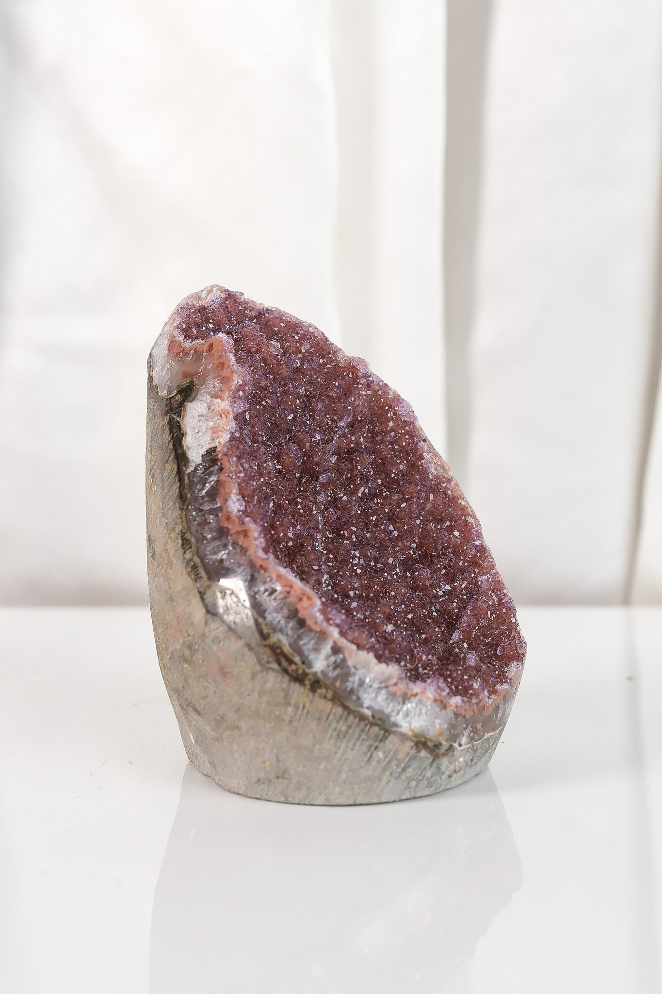 High Quality Burgundy/Pink Sugar Coated Amethyst Cutbase Cluster