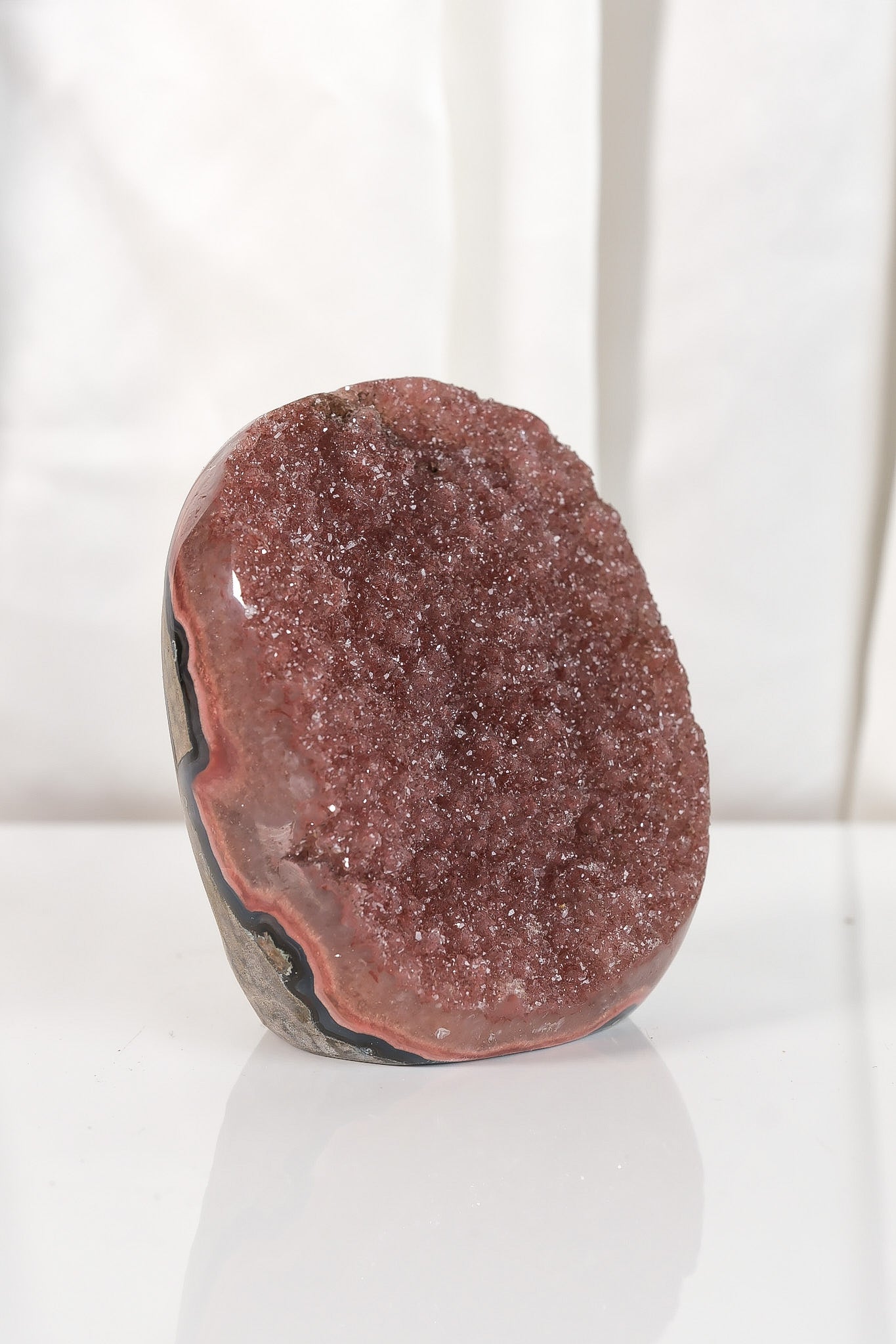 High Quality Burgundy/Pink Sugar Coated Amethyst Cutbase Cluster