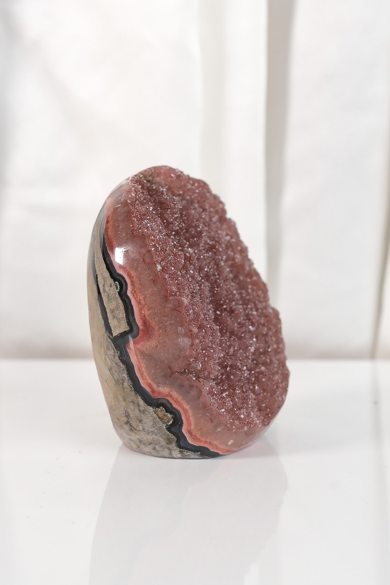 High Quality Burgundy/Pink Sugar Coated Amethyst Cutbase Cluster