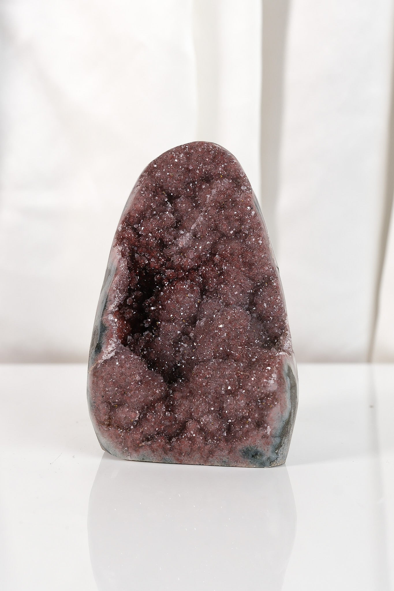 High Quality Burgundy/Pink Sugar Coated Amethyst Cutbase Cluster