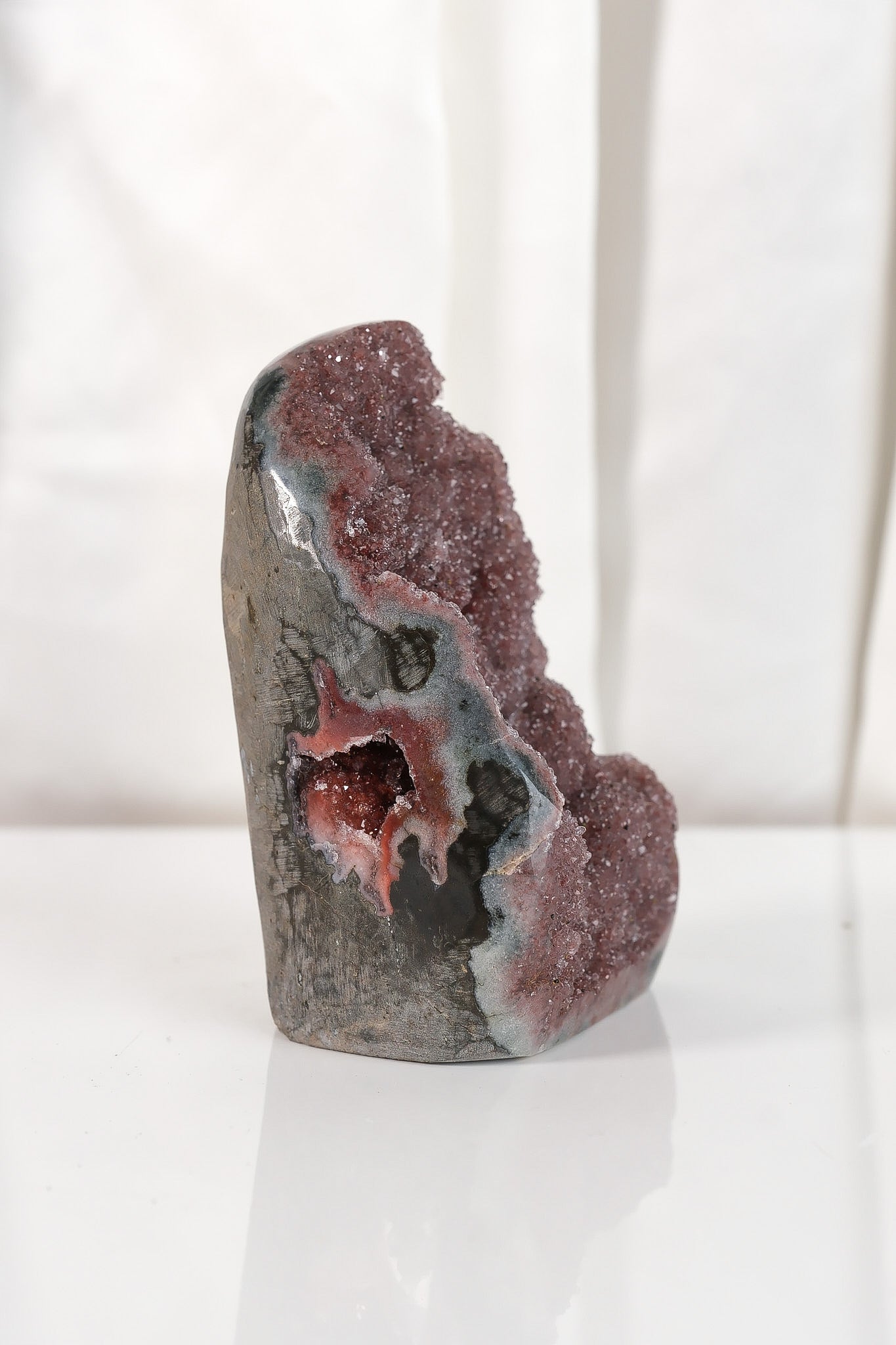 High Quality Burgundy/Pink Sugar Coated Amethyst Cutbase Cluster