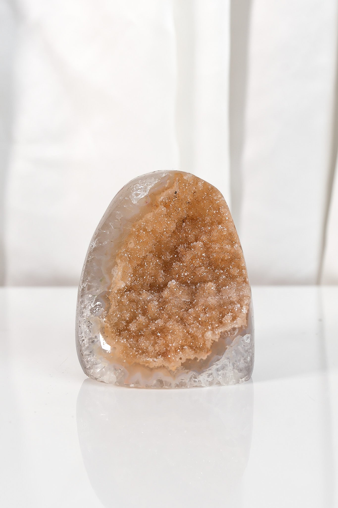 High Quality Orange/Brown Sugar Coated Amethyst Cutbase Cluster