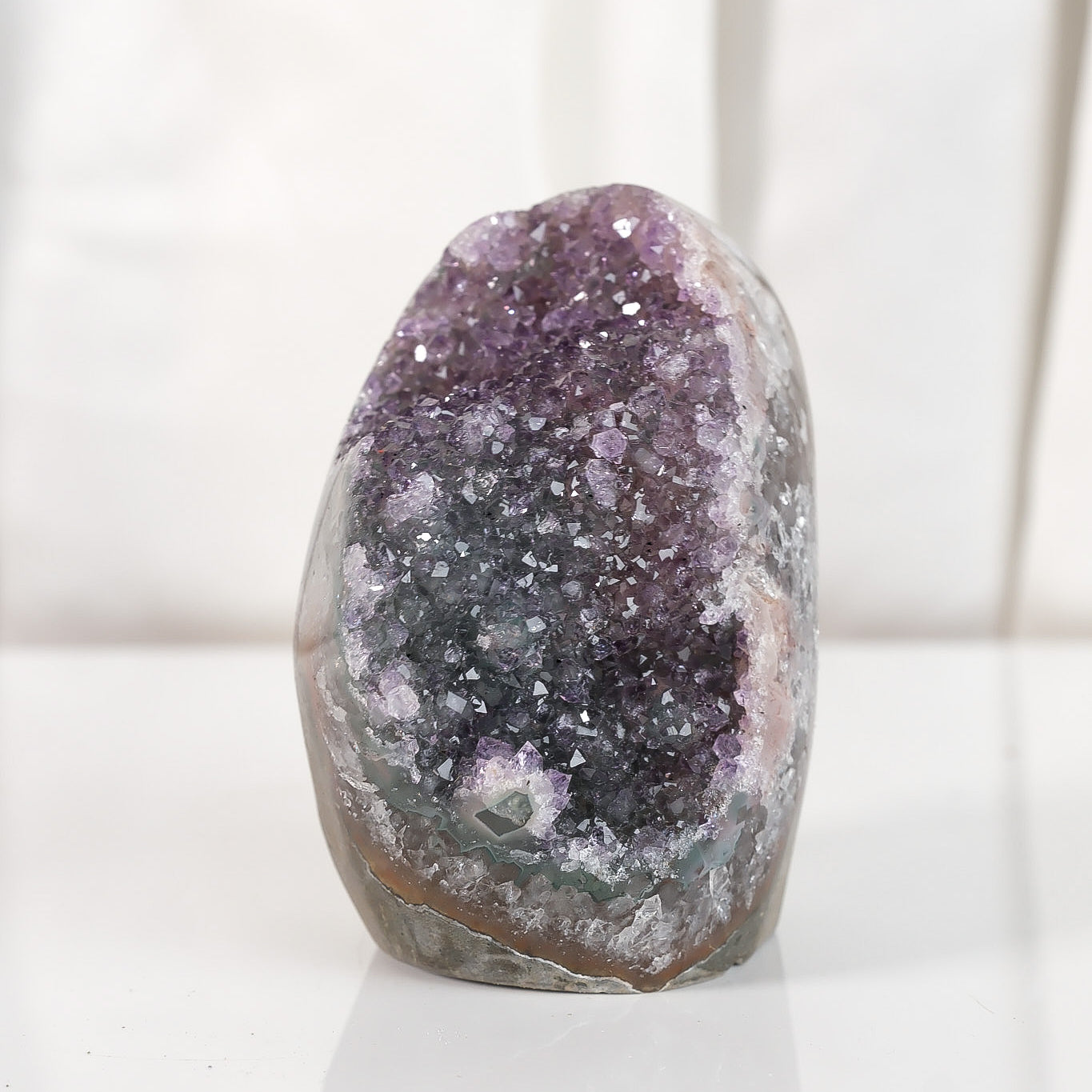 High Quality Purple/Green Sugar Coated Amethyst Cutbase Cluster