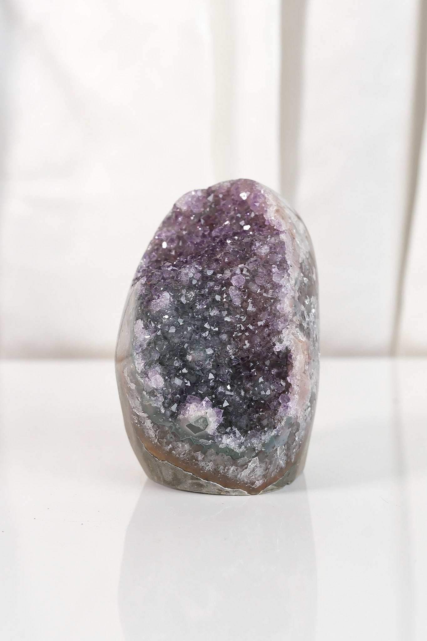 High Quality Purple/Green Sugar Coated Amethyst Cutbase Cluster