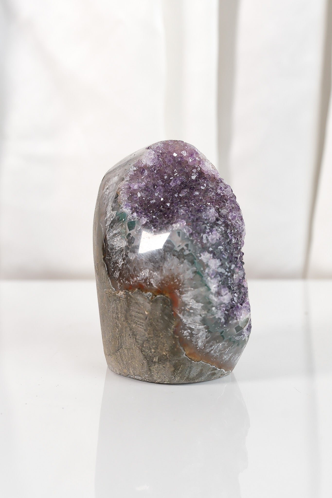 High Quality Purple/Green Sugar Coated Amethyst Cutbase Cluster