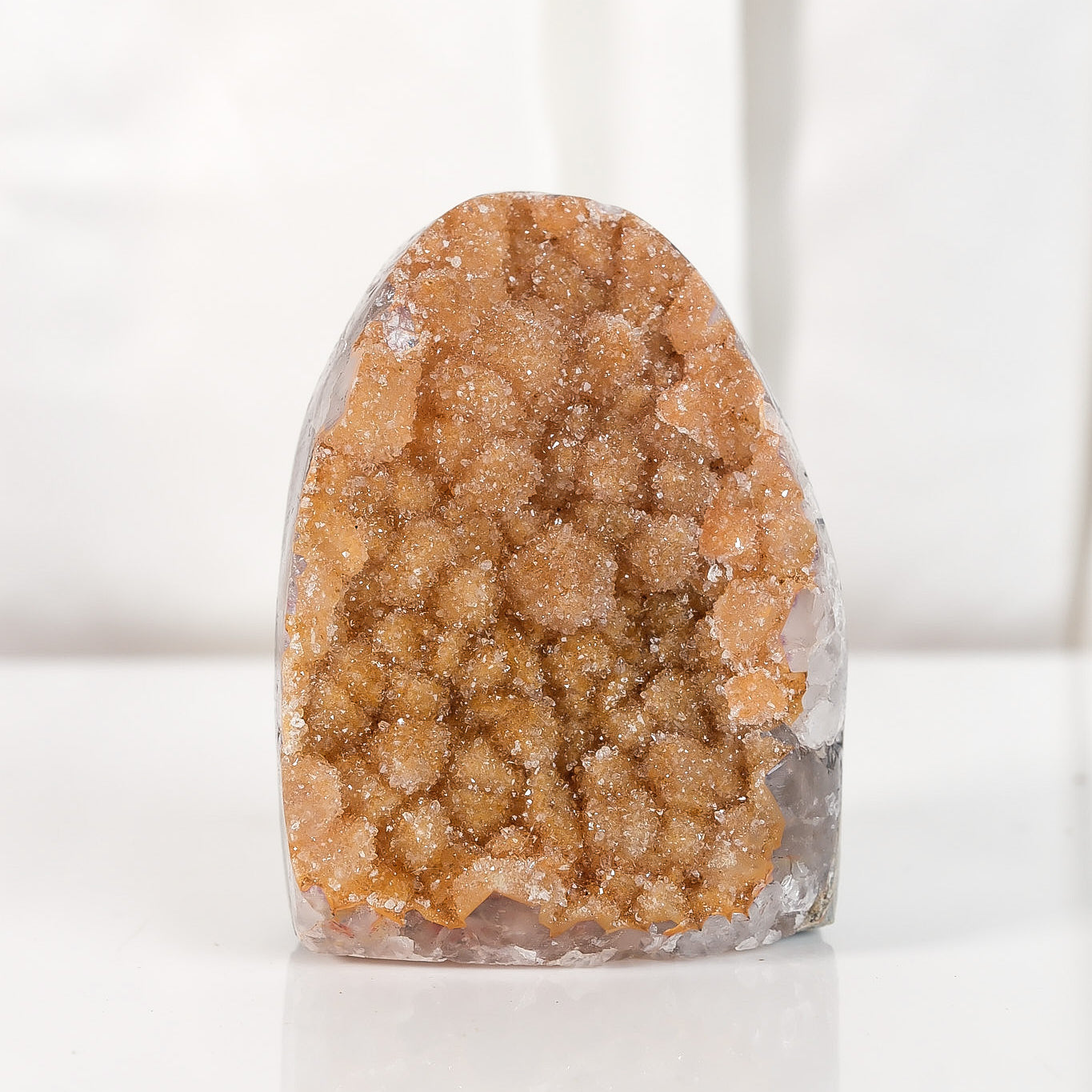 High Quality Orange/Brown Sugar Coated Amethyst Cutbase Cluster