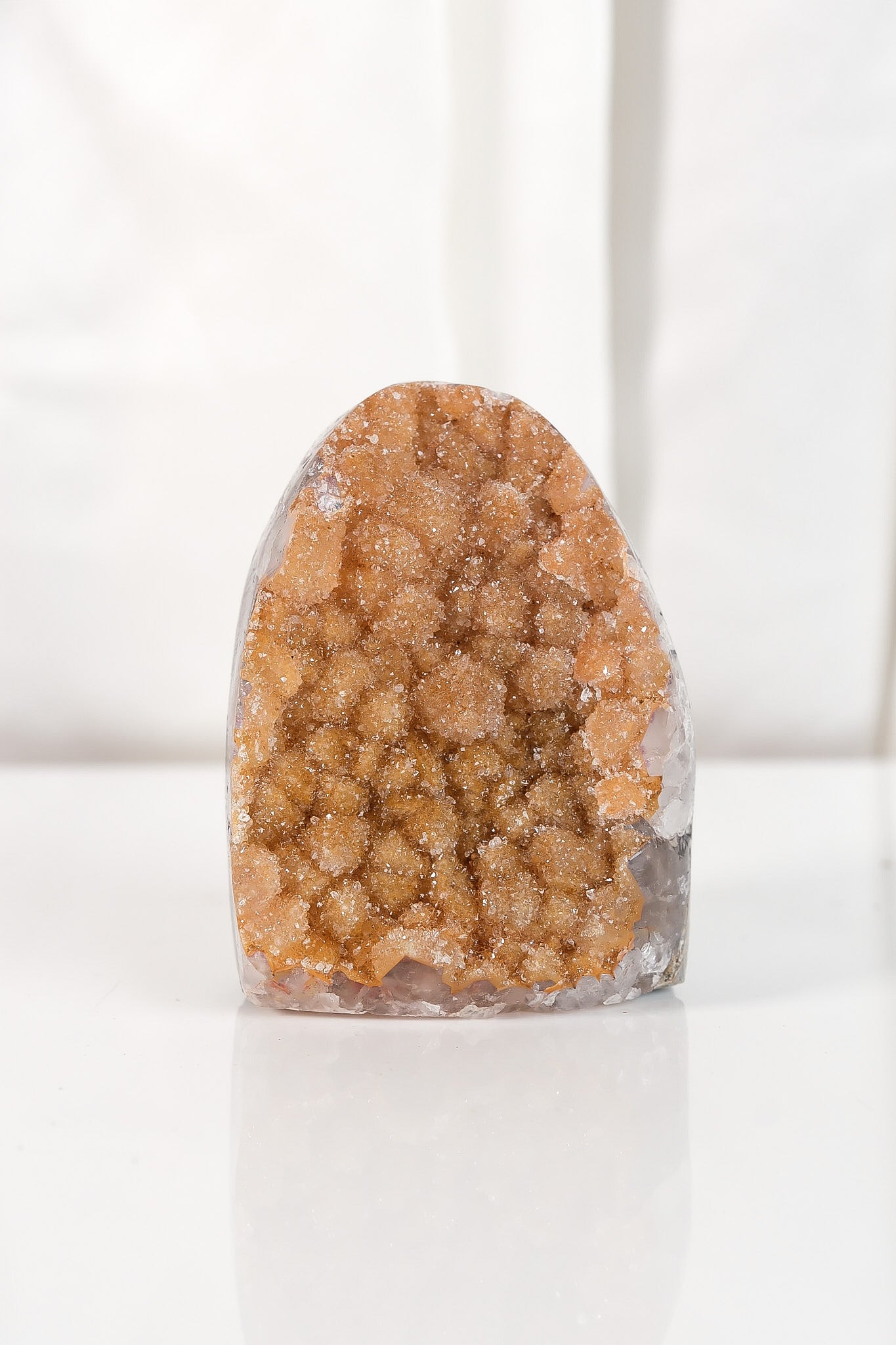 High Quality Orange/Brown Sugar Coated Amethyst Cutbase Cluster