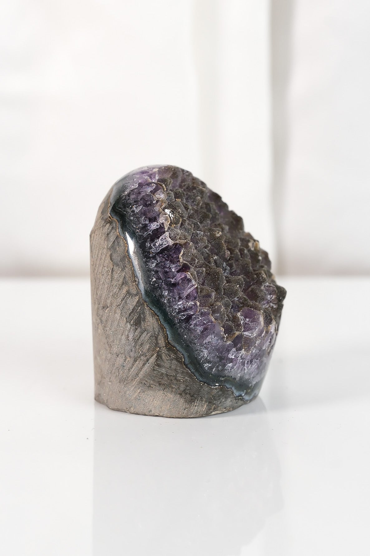 High Quality Black Sugar Coated Amethyst Cutbase Cluster