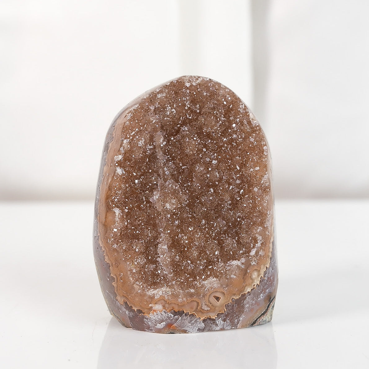 High Quality Orange/Brown Sugar Coated Amethyst Cutbase Cluster