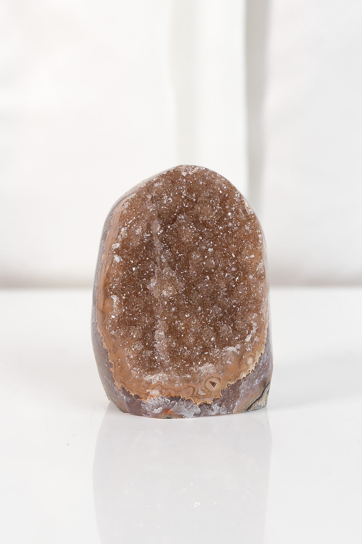 High Quality Orange/Brown Sugar Coated Amethyst Cutbase Cluster