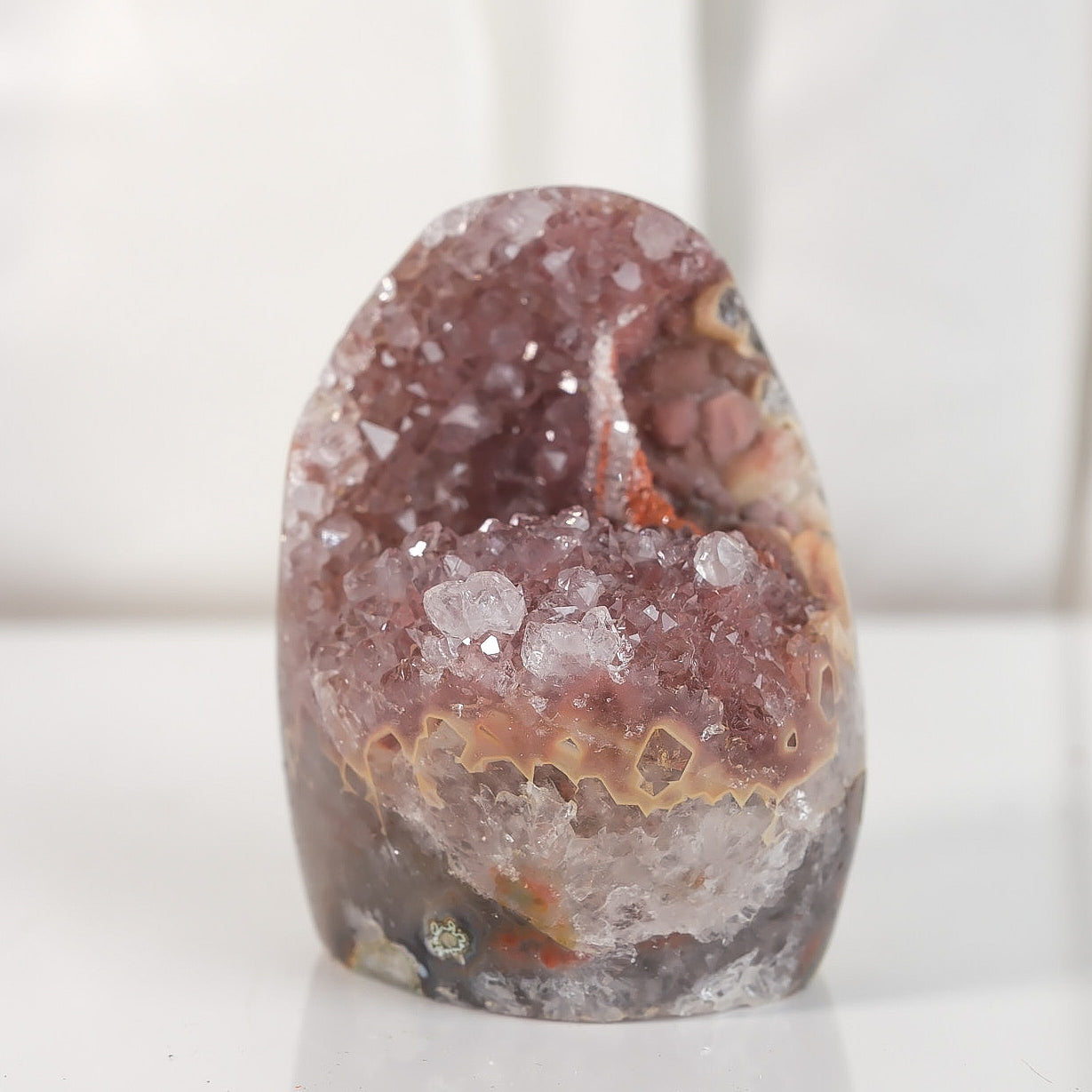 High Quality Burgundy/Pink Sugar Coated Amethyst Cutbase Cluster