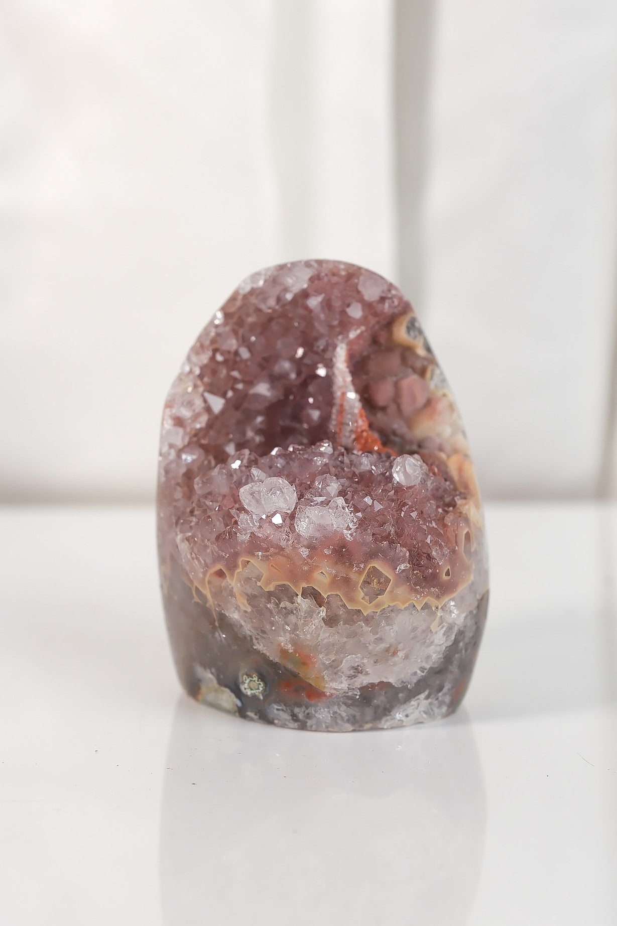 High Quality Burgundy/Pink Sugar Coated Amethyst Cutbase Cluster